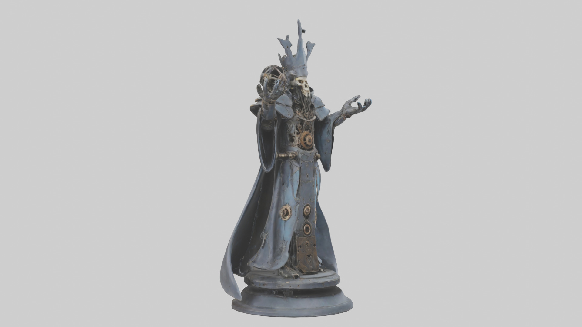 Mechanical Sorcerer statue model Low-poly 3D model_11