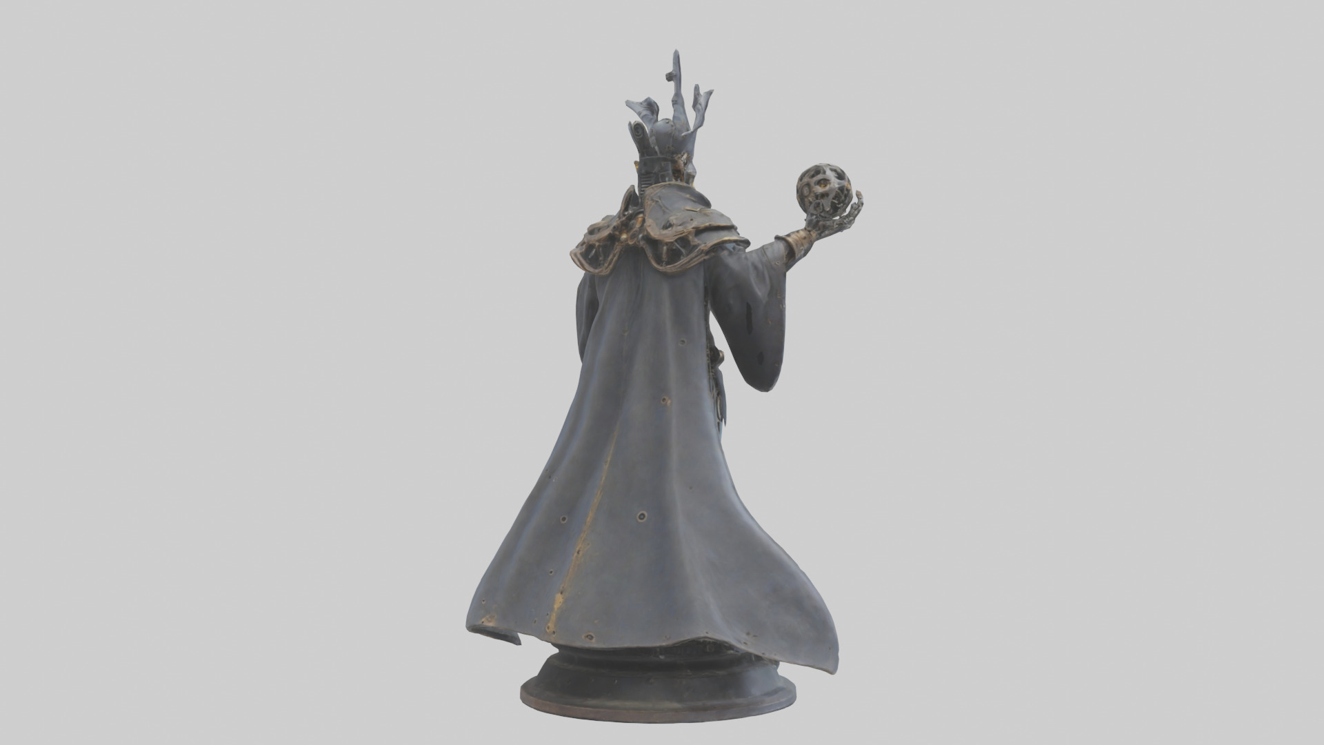 Mechanical Sorcerer statue model Low-poly 3D model_3