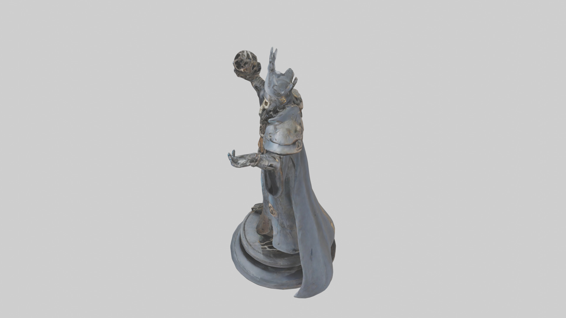 Mechanical Sorcerer statue model Low-poly 3D model_17