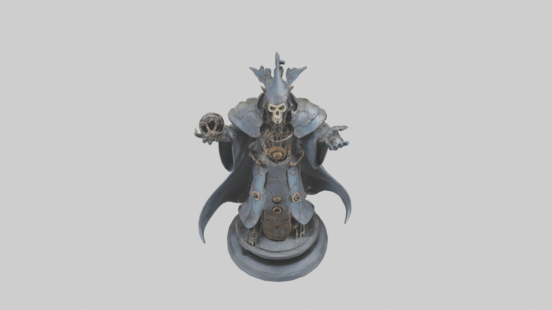 Mechanical Sorcerer statue model Low-poly 3D model_16