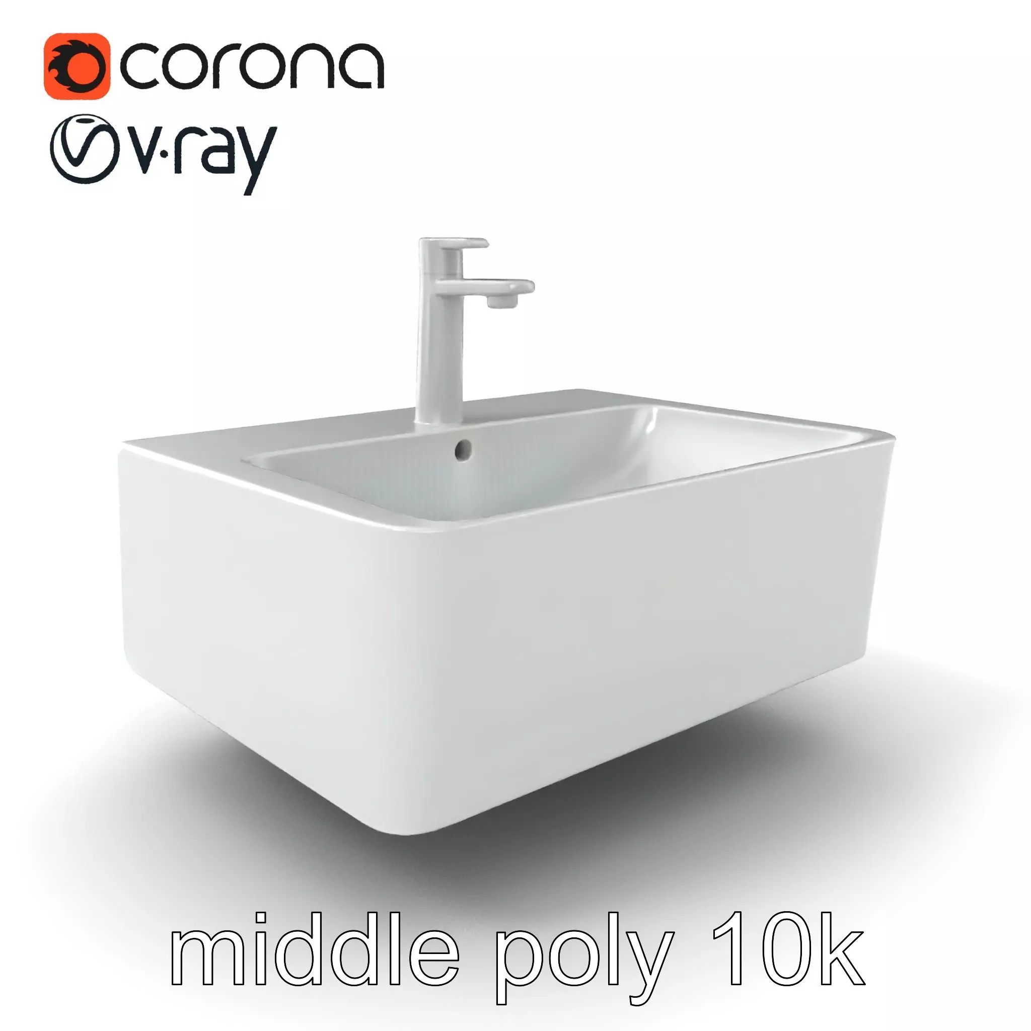 Contemporary Rectangular Bathroom Sink Ceramic Model Pack Low-poly 3D model_0