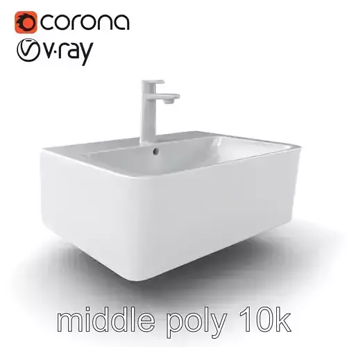 Contemporary Rectangular Bathroom Sink Ceramic Model Pack Low-poly 3D model