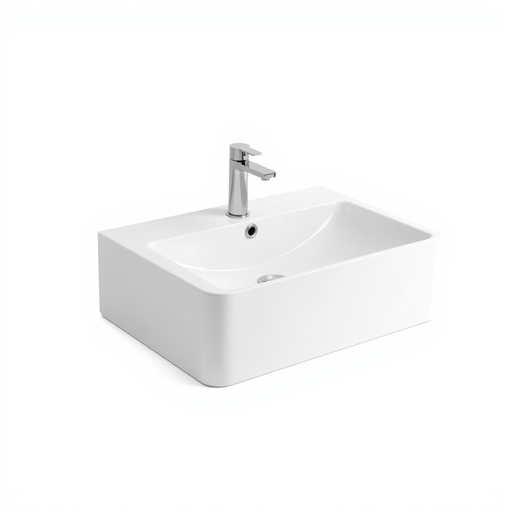 Contemporary Rectangular Bathroom Sink Ceramic Model Pack Low-poly 3D model_3