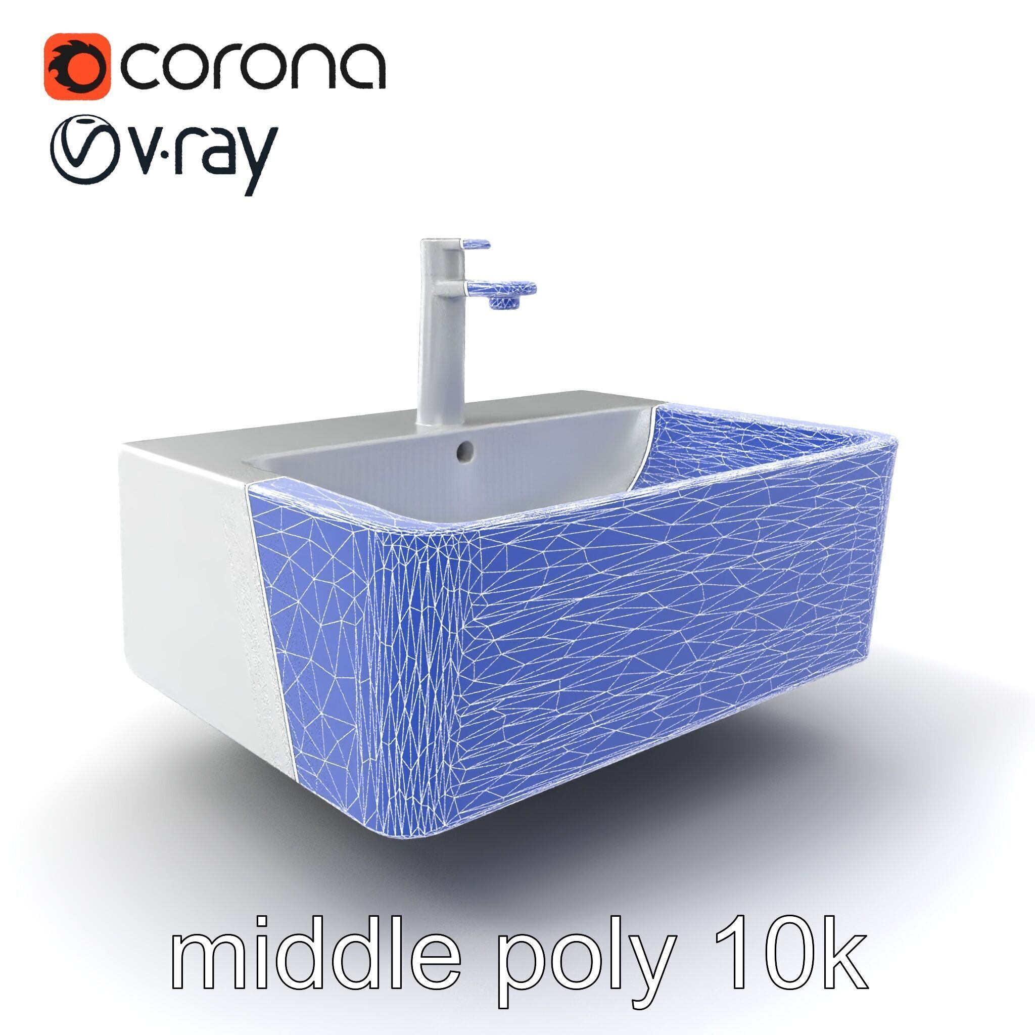 Contemporary Rectangular Bathroom Sink Ceramic Model Pack Low-poly 3D model_5