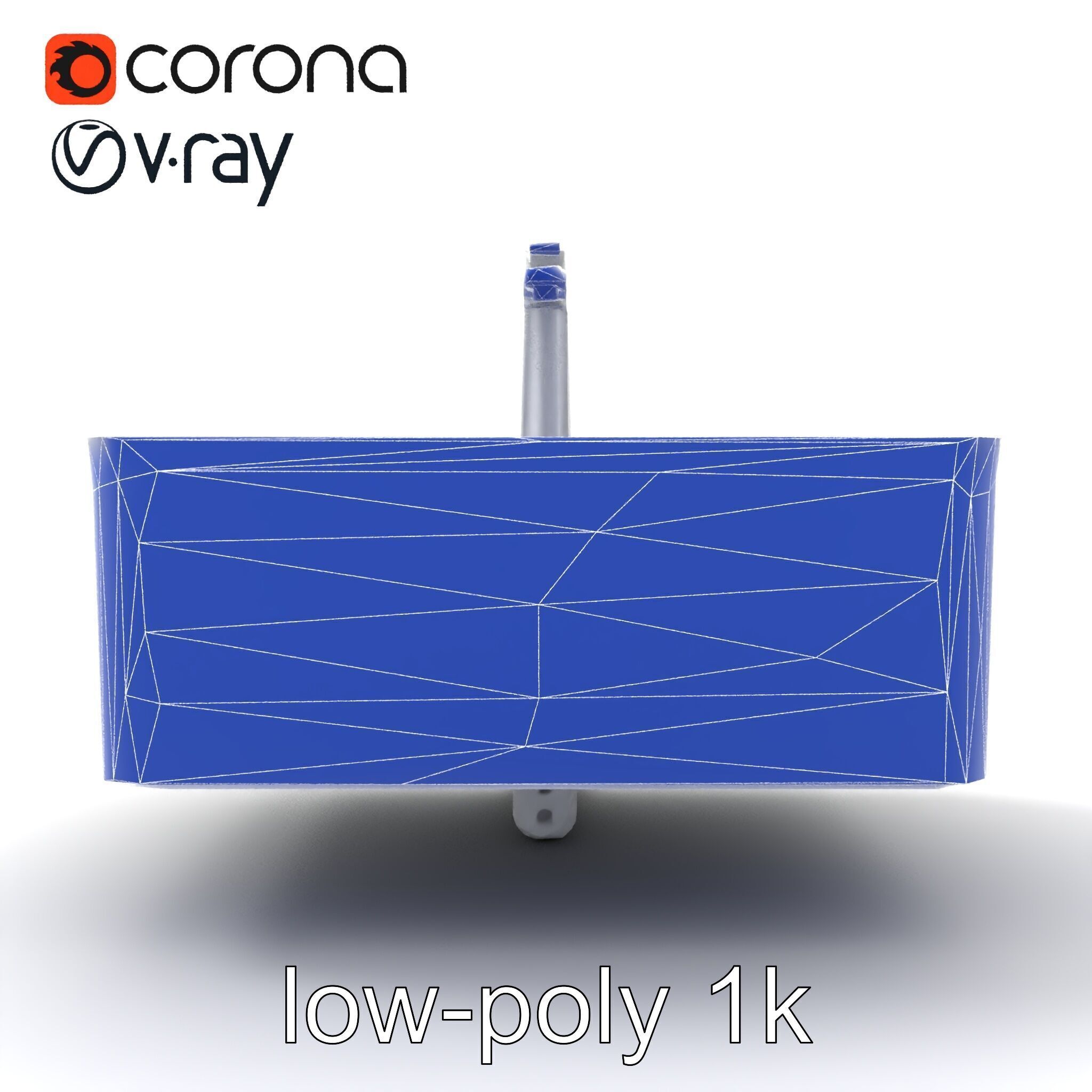 Contemporary Rectangular Bathroom Sink Ceramic Model Pack Low-poly 3D model_19