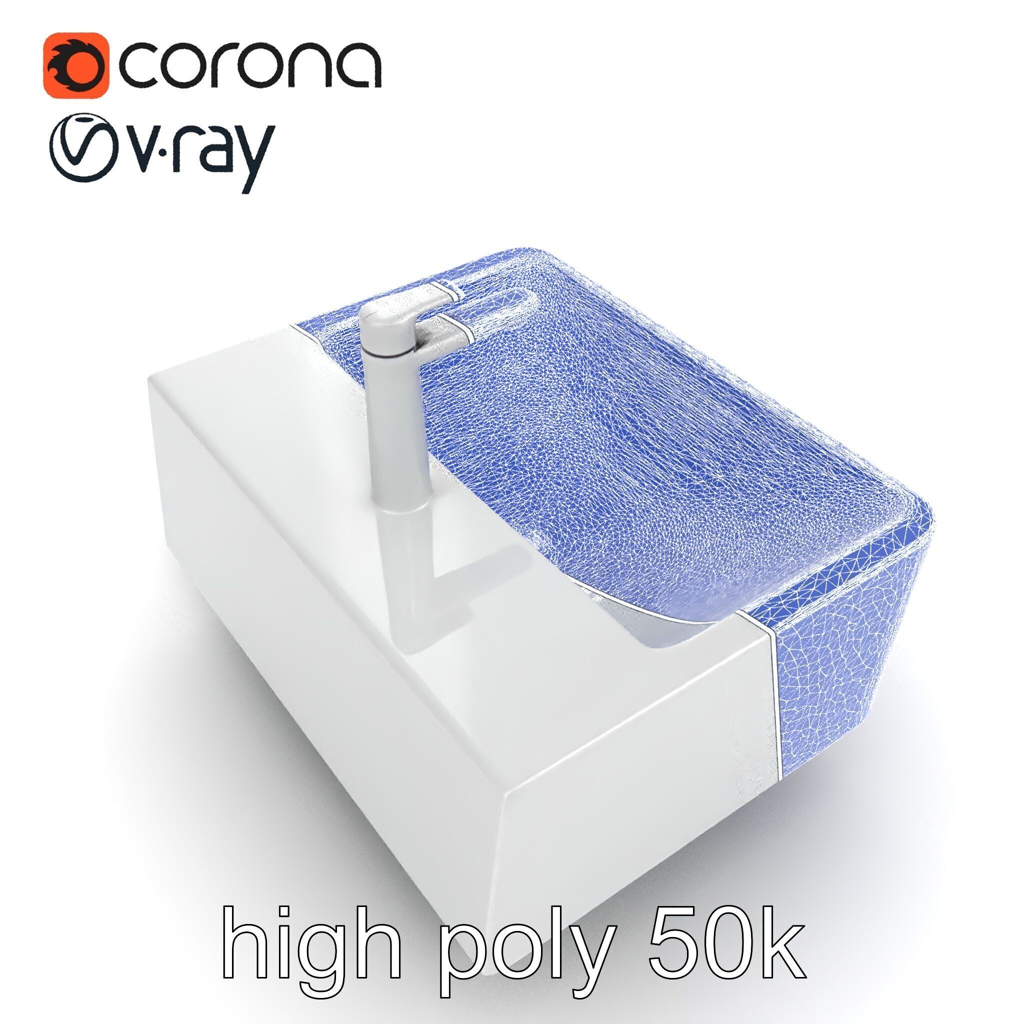 Contemporary Rectangular Bathroom Sink Ceramic Model Pack Low-poly 3D model_26