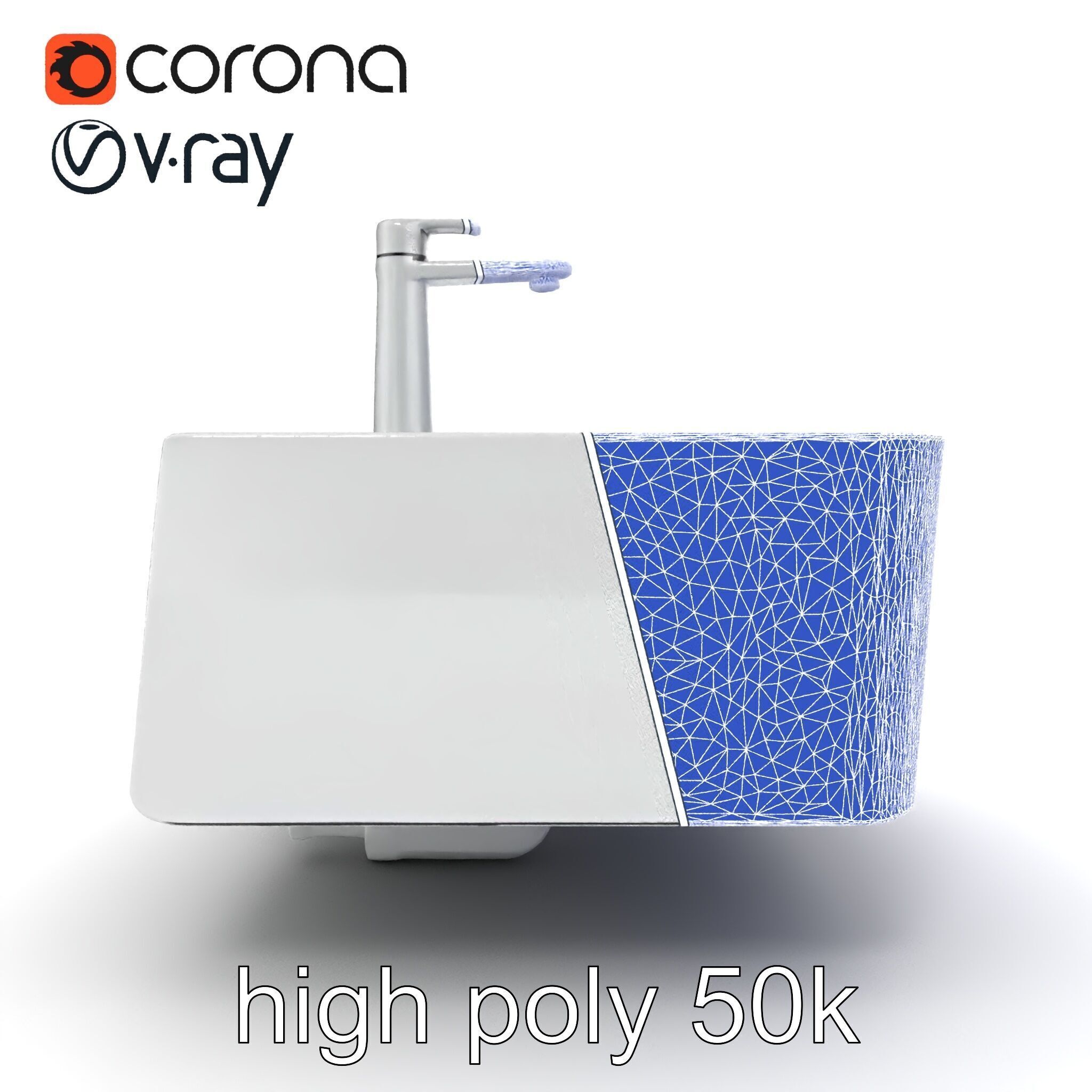 Contemporary Rectangular Bathroom Sink Ceramic Model Pack Low-poly 3D model_14