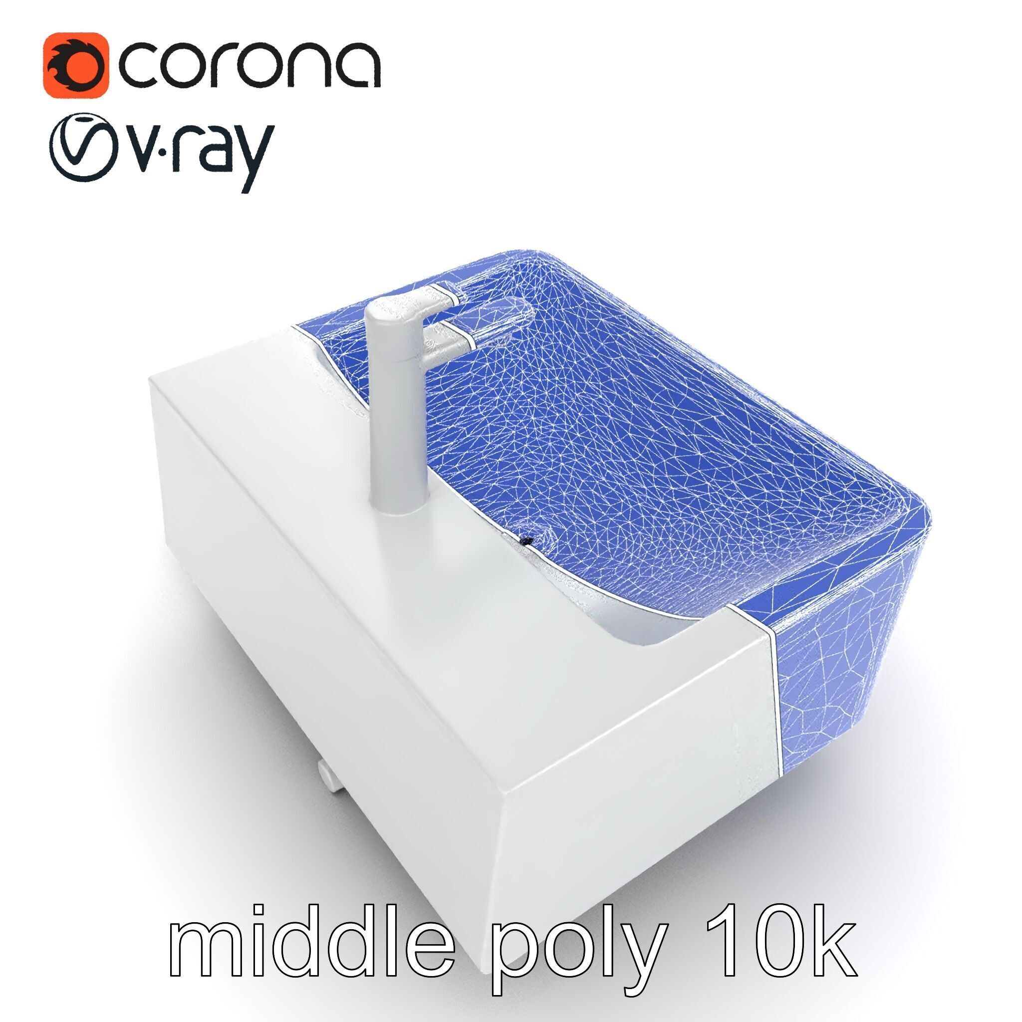 Contemporary Rectangular Bathroom Sink Ceramic Model Pack Low-poly 3D model_30