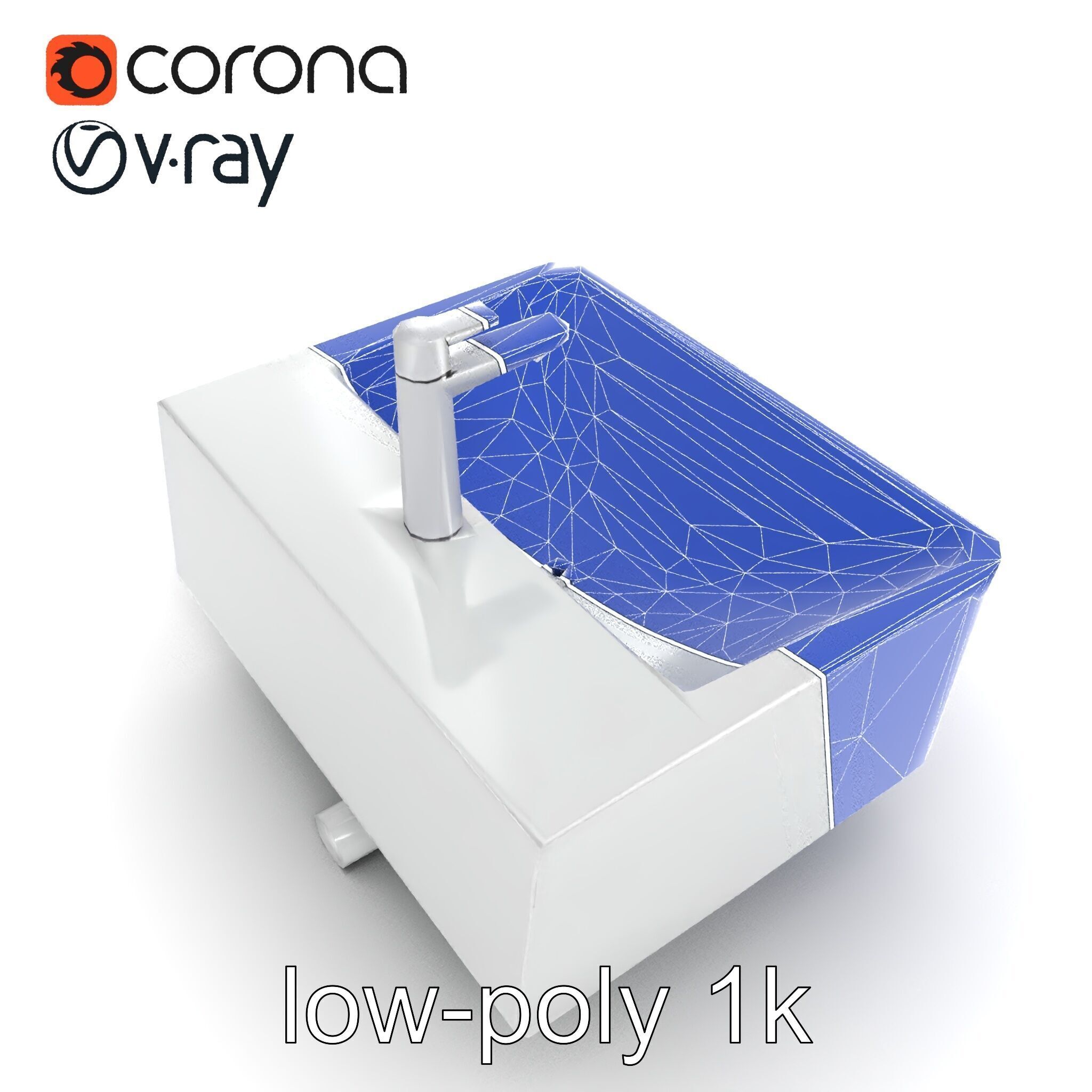 Contemporary Rectangular Bathroom Sink Ceramic Model Pack Low-poly 3D model_16