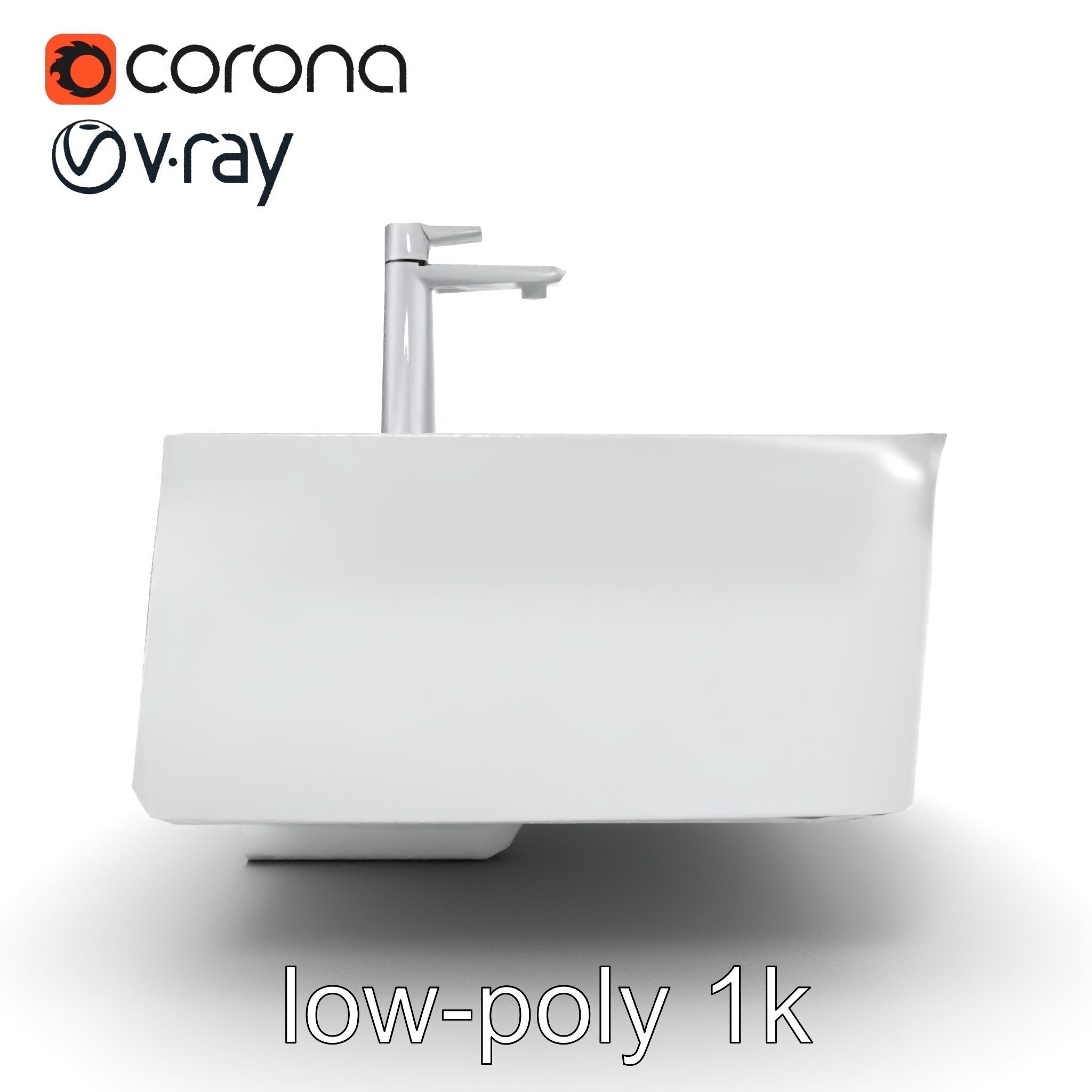 Contemporary Rectangular Bathroom Sink Ceramic Model Pack Low-poly 3D model_27