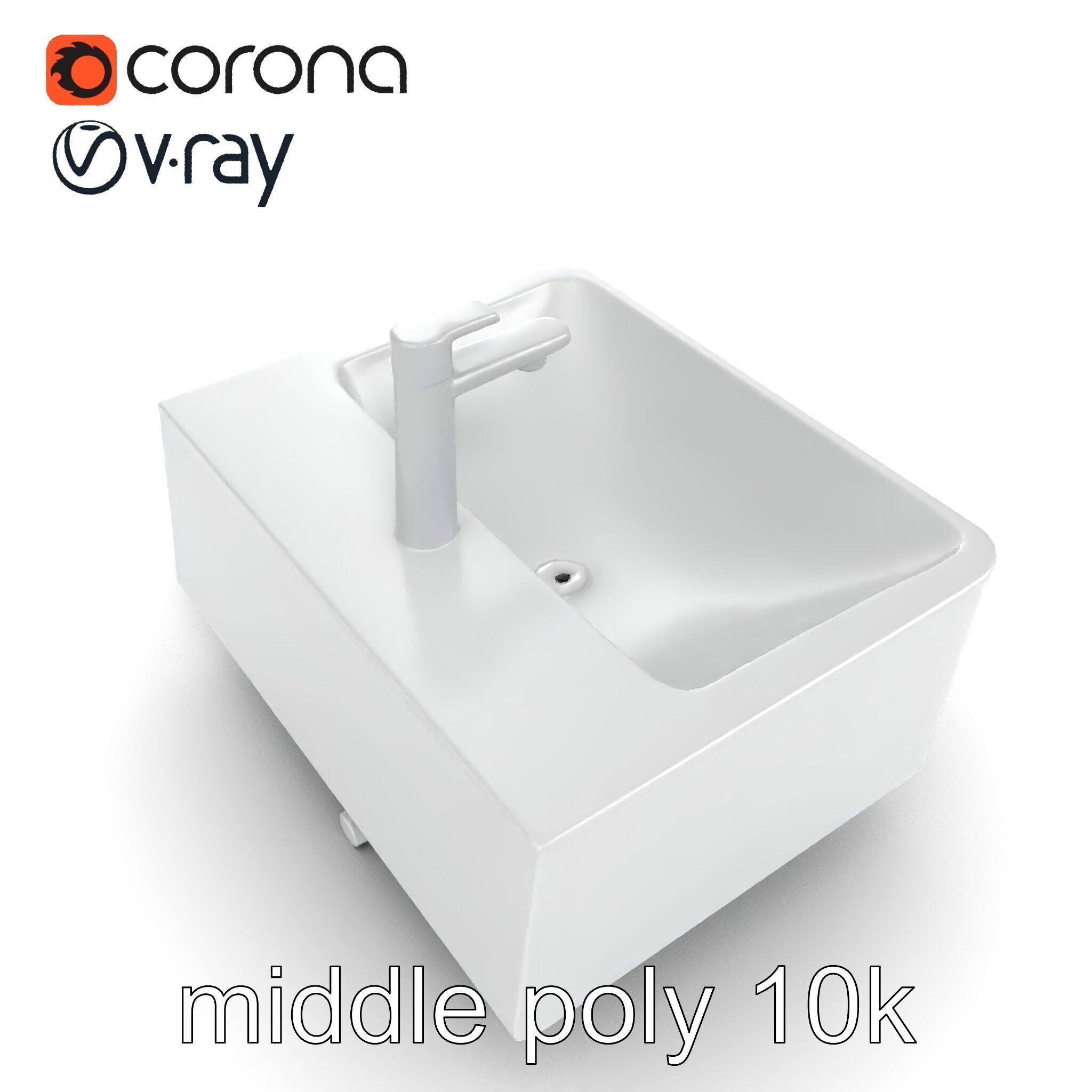 Contemporary Rectangular Bathroom Sink Ceramic Model Pack Low-poly 3D model_12
