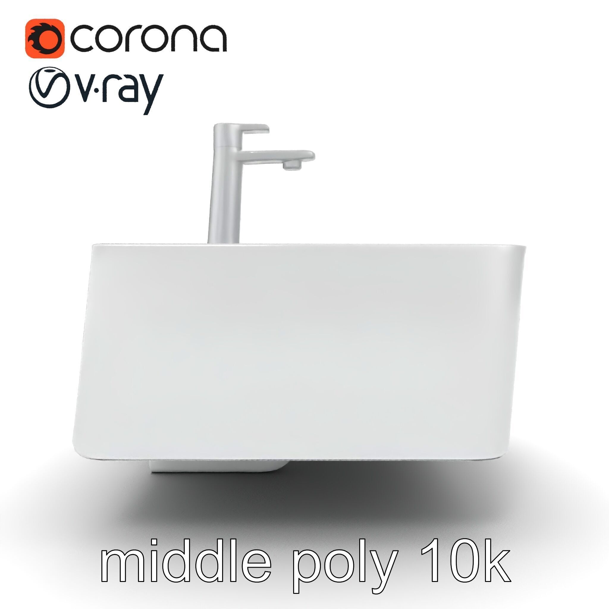 Contemporary Rectangular Bathroom Sink Ceramic Model Pack Low-poly 3D model_22