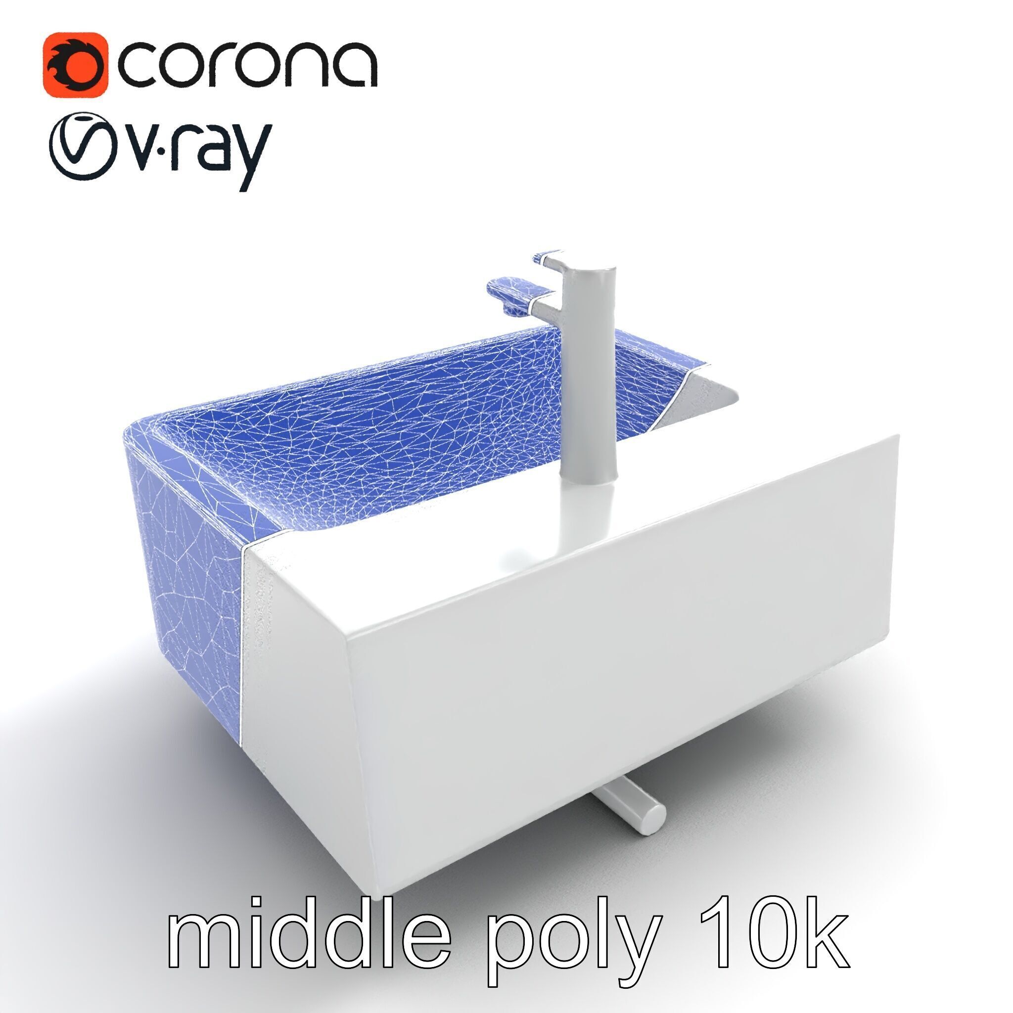 Contemporary Rectangular Bathroom Sink Ceramic Model Pack Low-poly 3D model_28