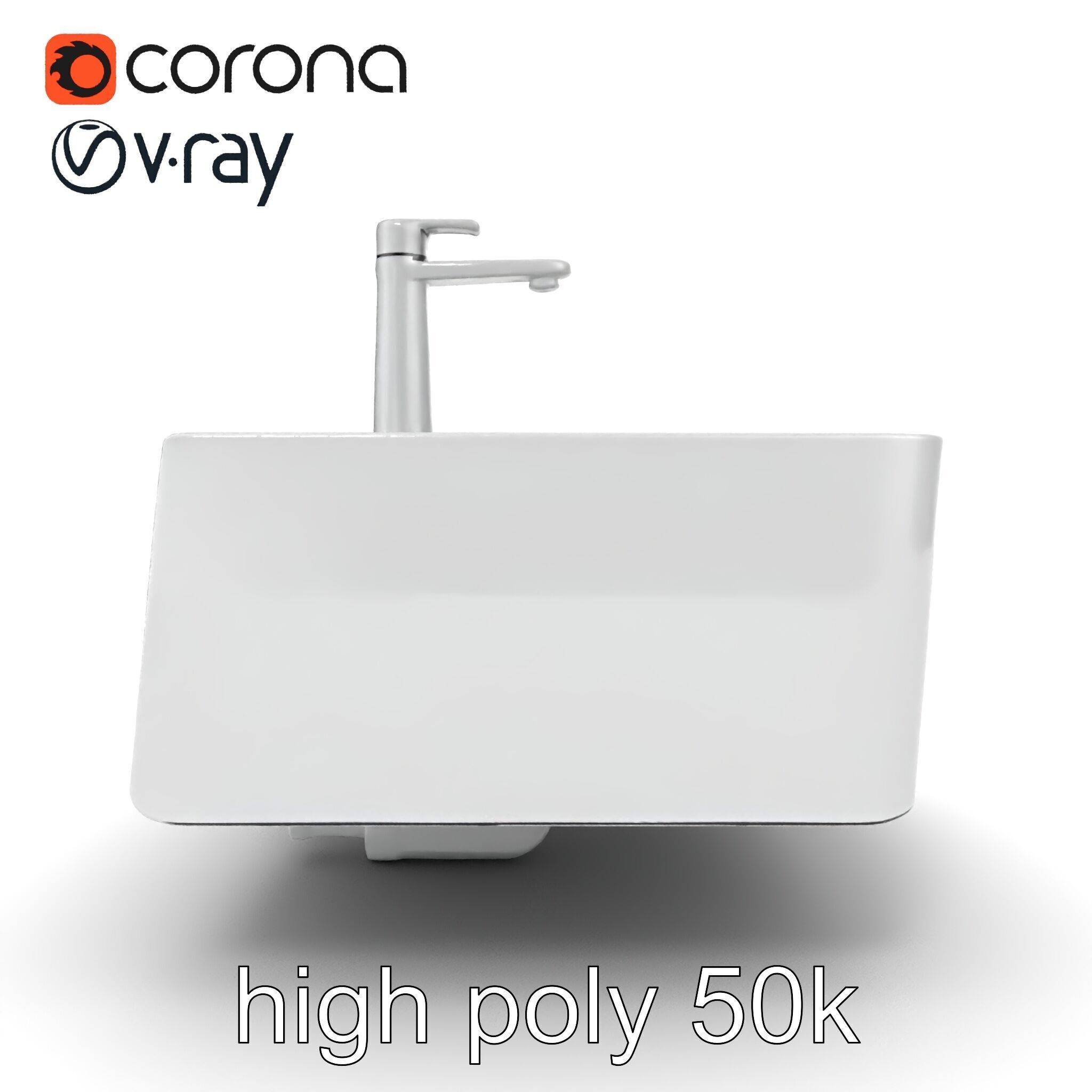Contemporary Rectangular Bathroom Sink Ceramic Model Pack Low-poly 3D model_20