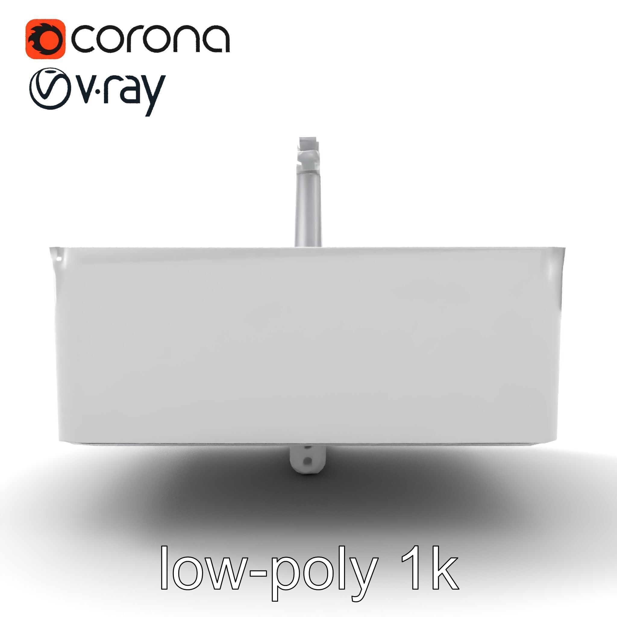 Contemporary Rectangular Bathroom Sink Ceramic Model Pack Low-poly 3D model_24