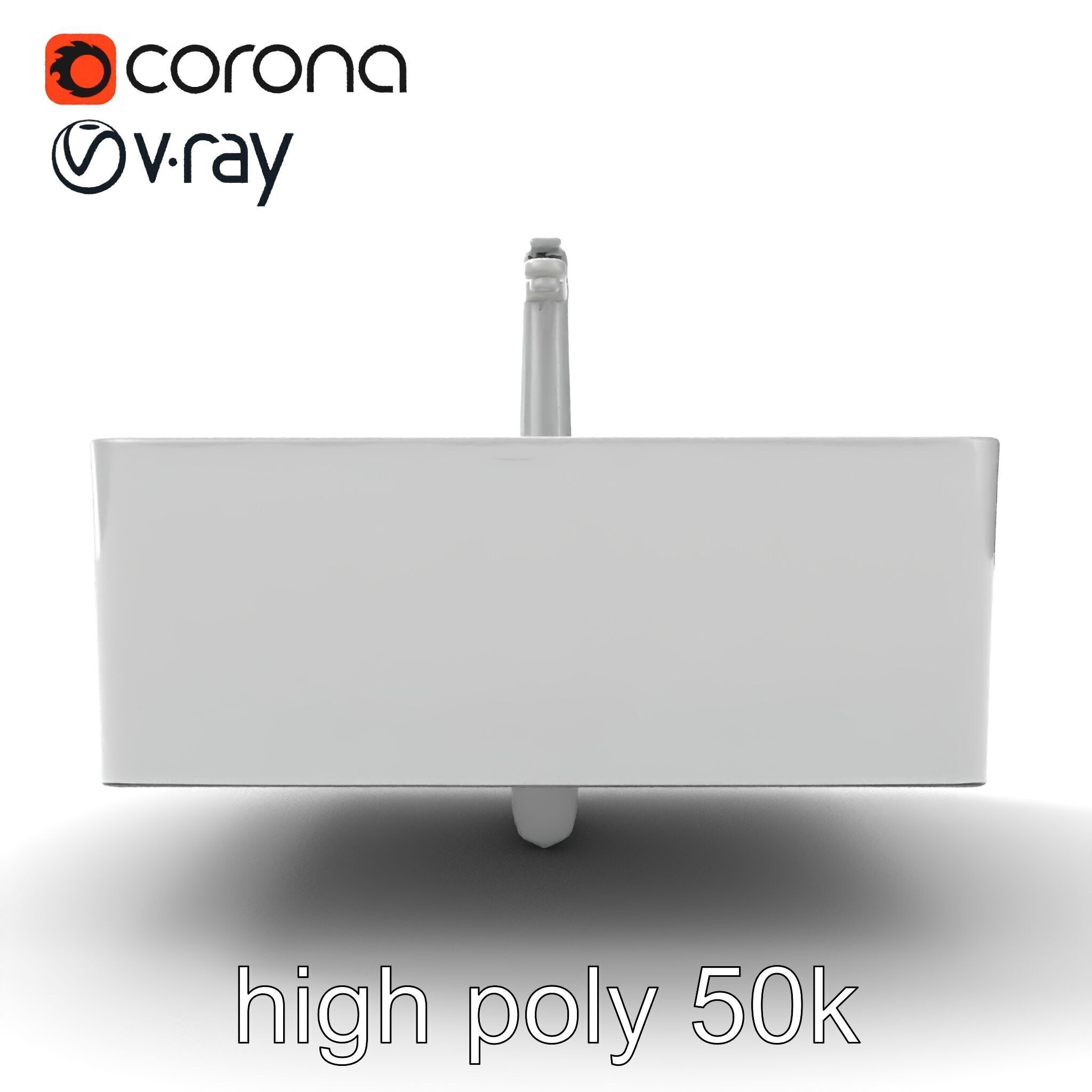 Contemporary Rectangular Bathroom Sink Ceramic Model Pack Low-poly 3D model_10