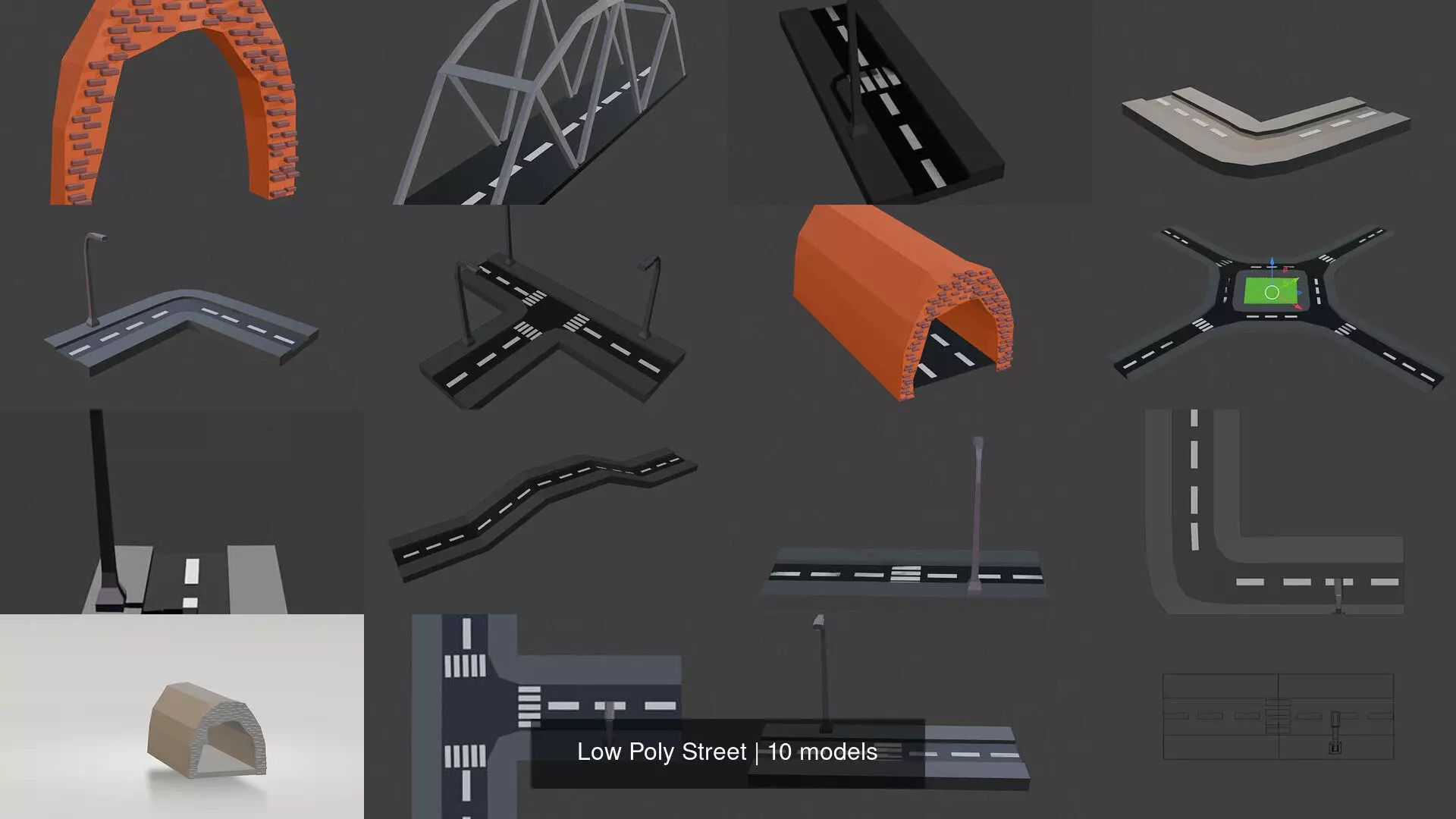 Low Poly Street 3D Model Collection_0