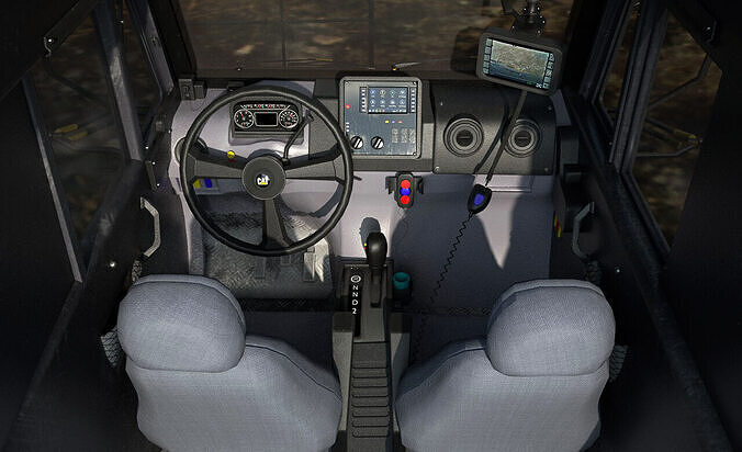 CAT Truck Interior VR Driving Simulator Low-poly 3D model 4