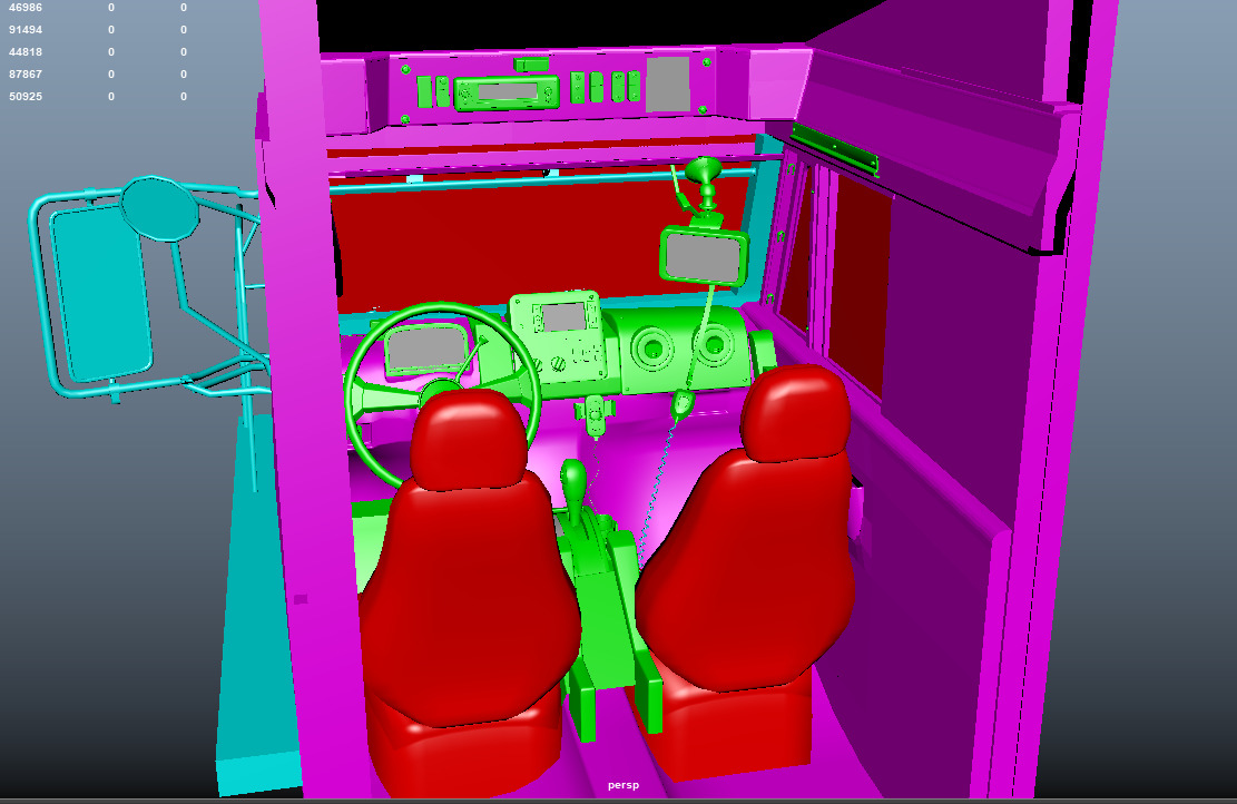 CAT Truck Interior VR Driving Simulator Low-poly 3D model_4