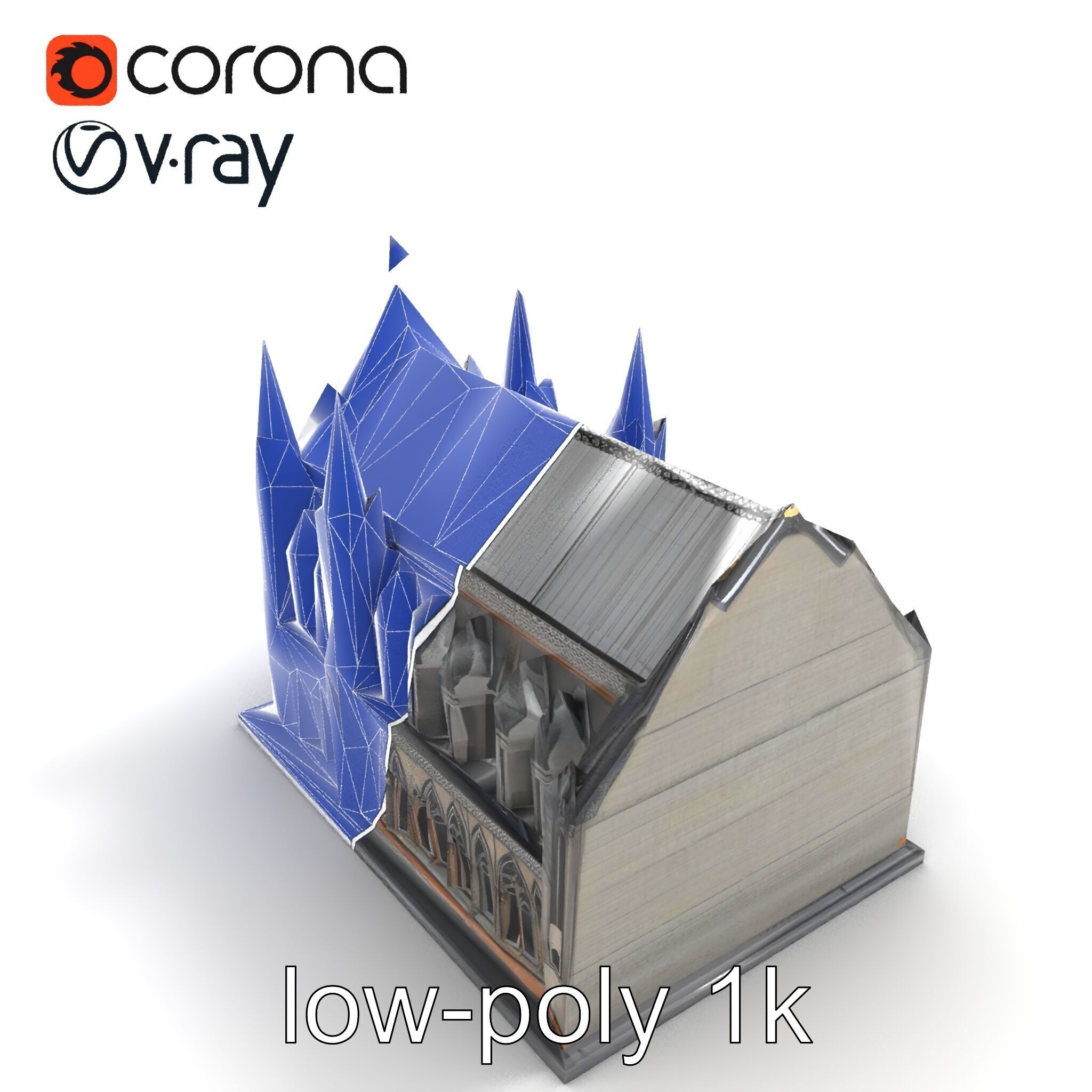 Gothic Cathedral Architecture model pack Low-poly 3D model_11