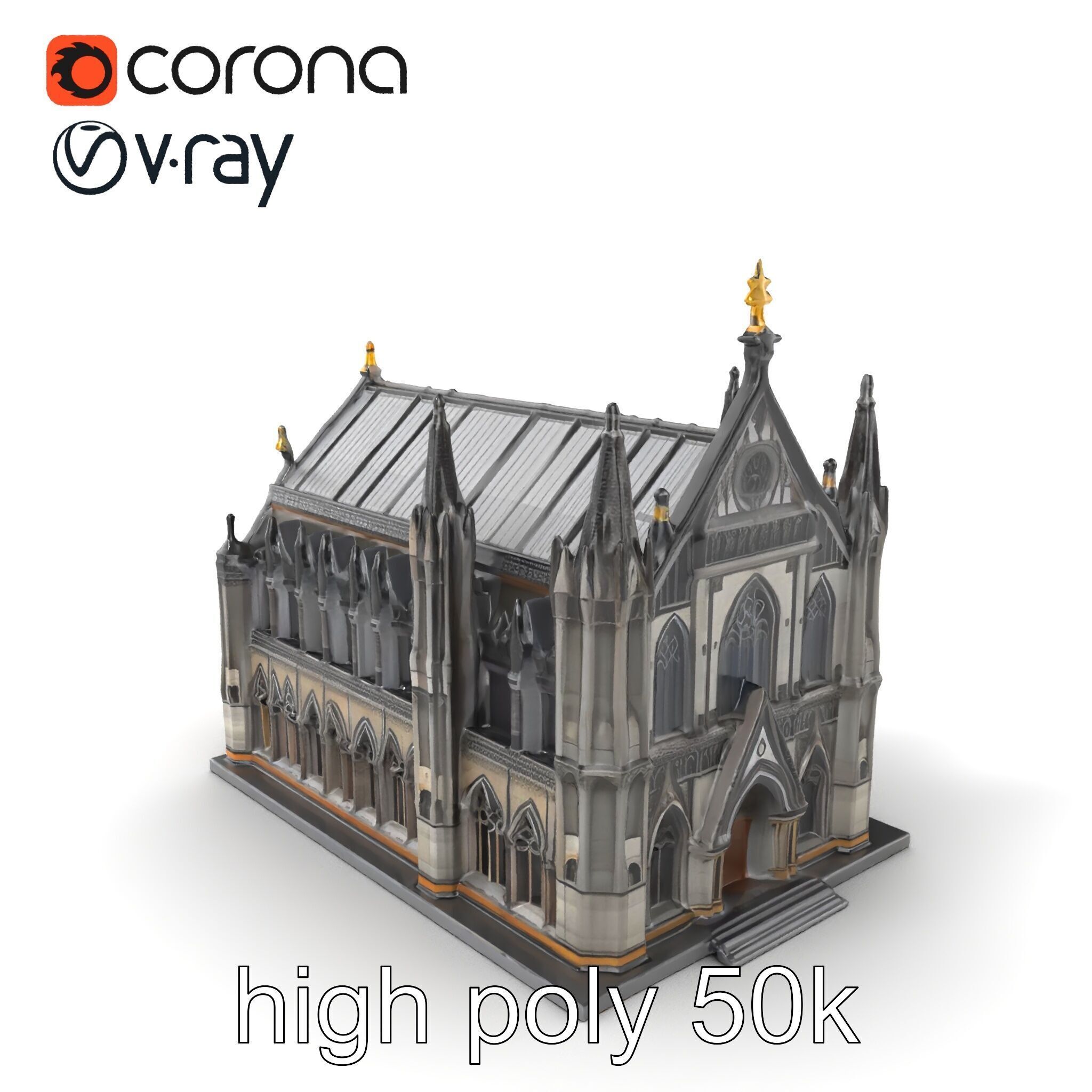 Gothic Cathedral Architecture model pack Low-poly 3D model_2