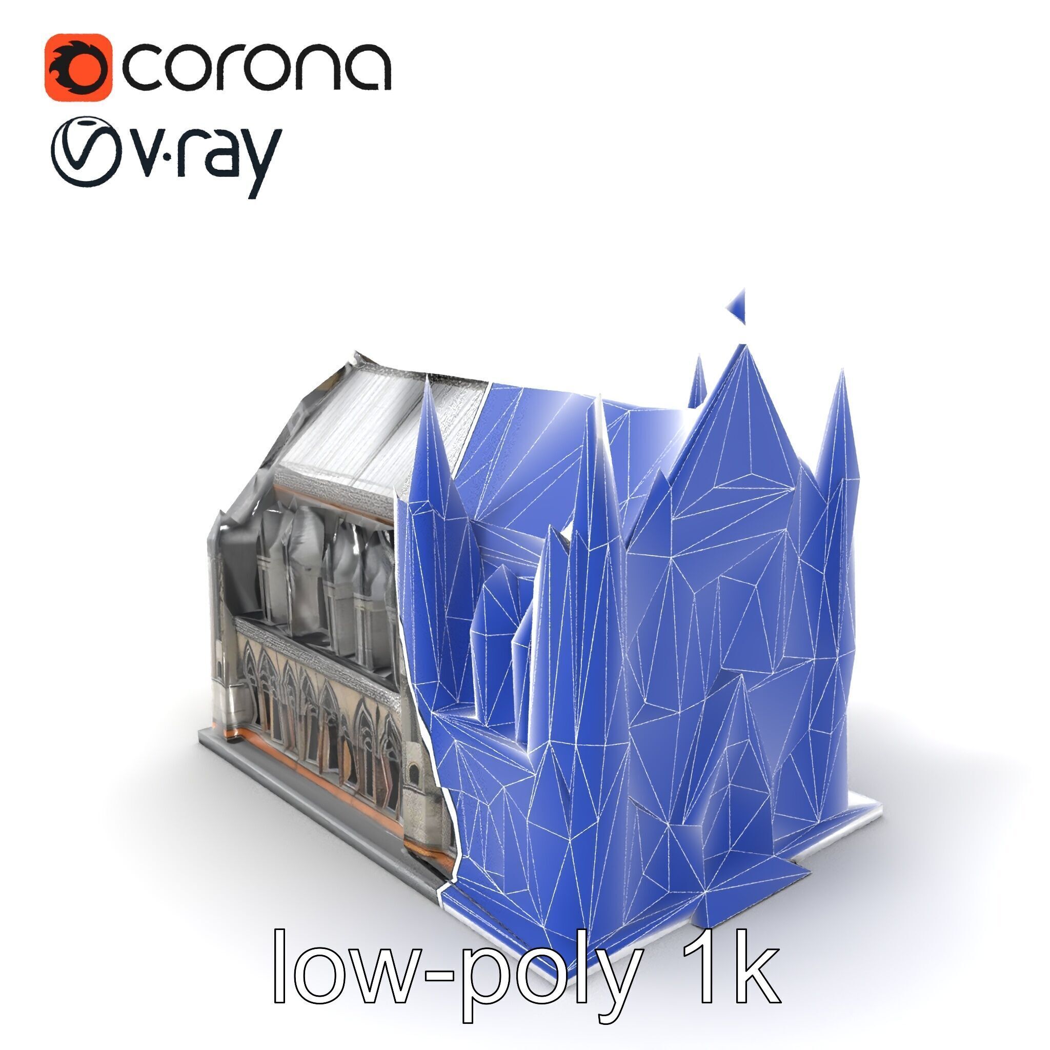 Gothic Cathedral Architecture model pack Low-poly 3D model_7