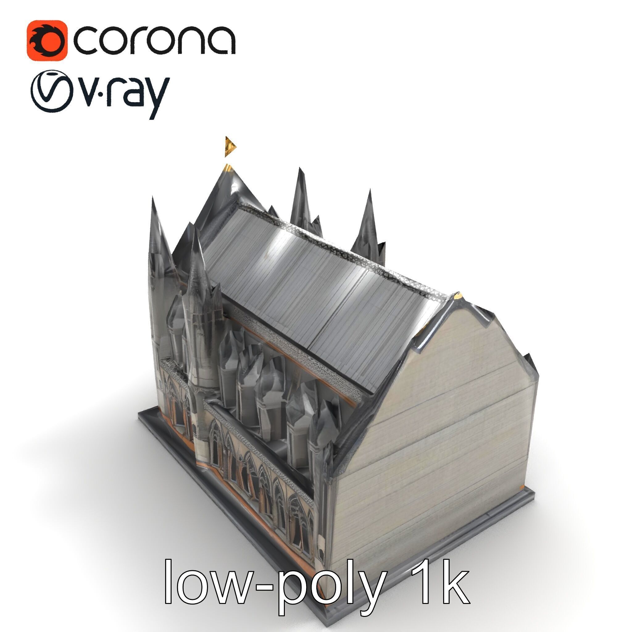 Gothic Cathedral Architecture model pack Low-poly 3D model_9