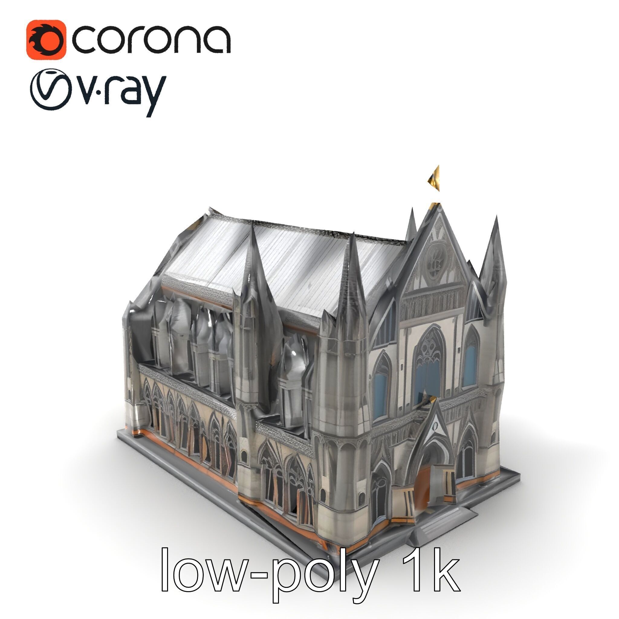 Gothic Cathedral Architecture model pack Low-poly 3D model_5
