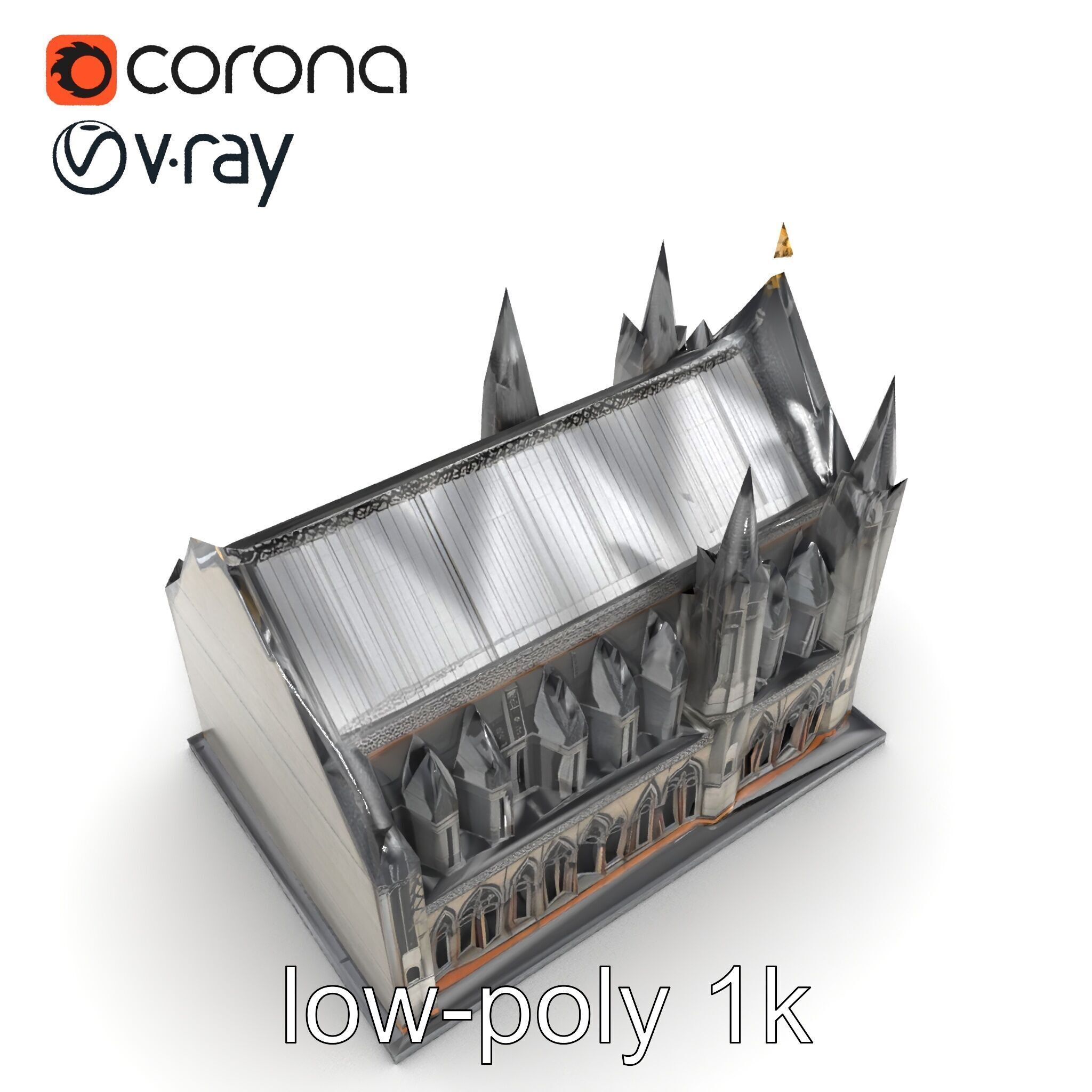 Gothic Cathedral Architecture model pack Low-poly 3D model_15