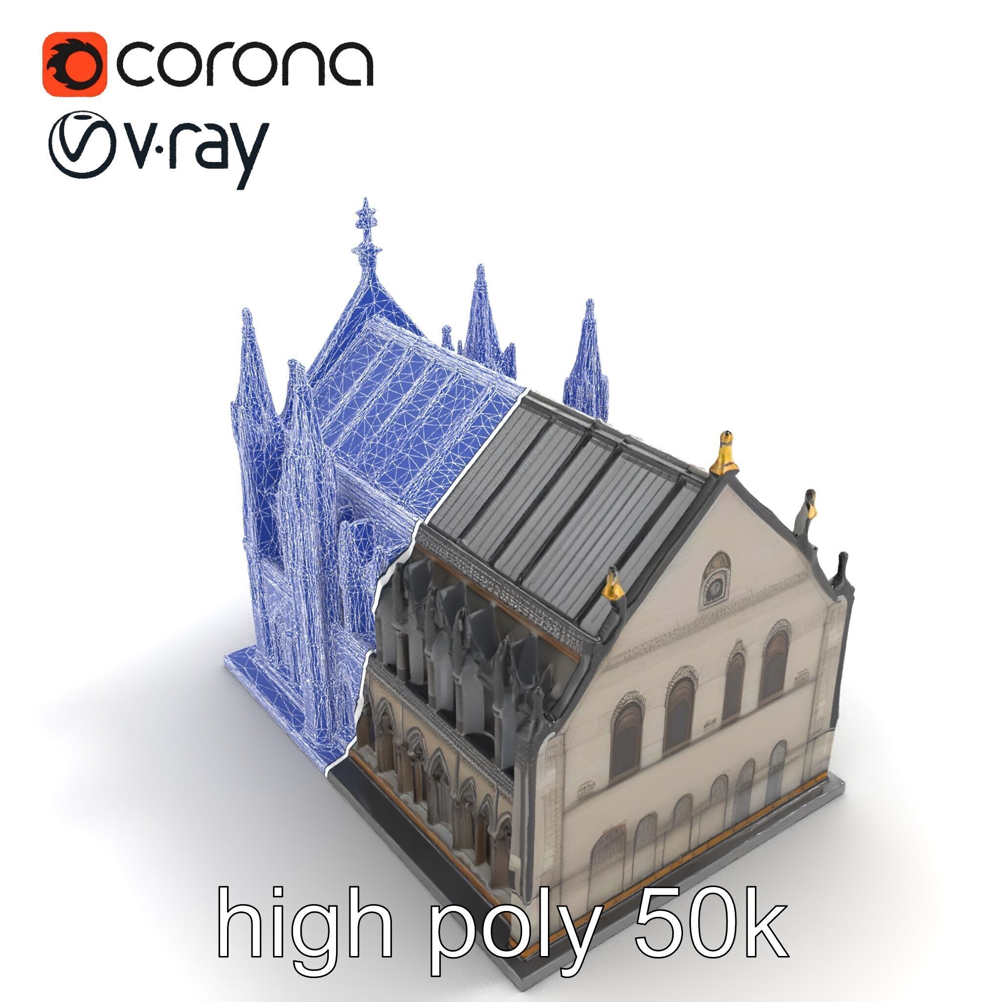 Gothic Cathedral Architecture model pack Low-poly 3D model_25