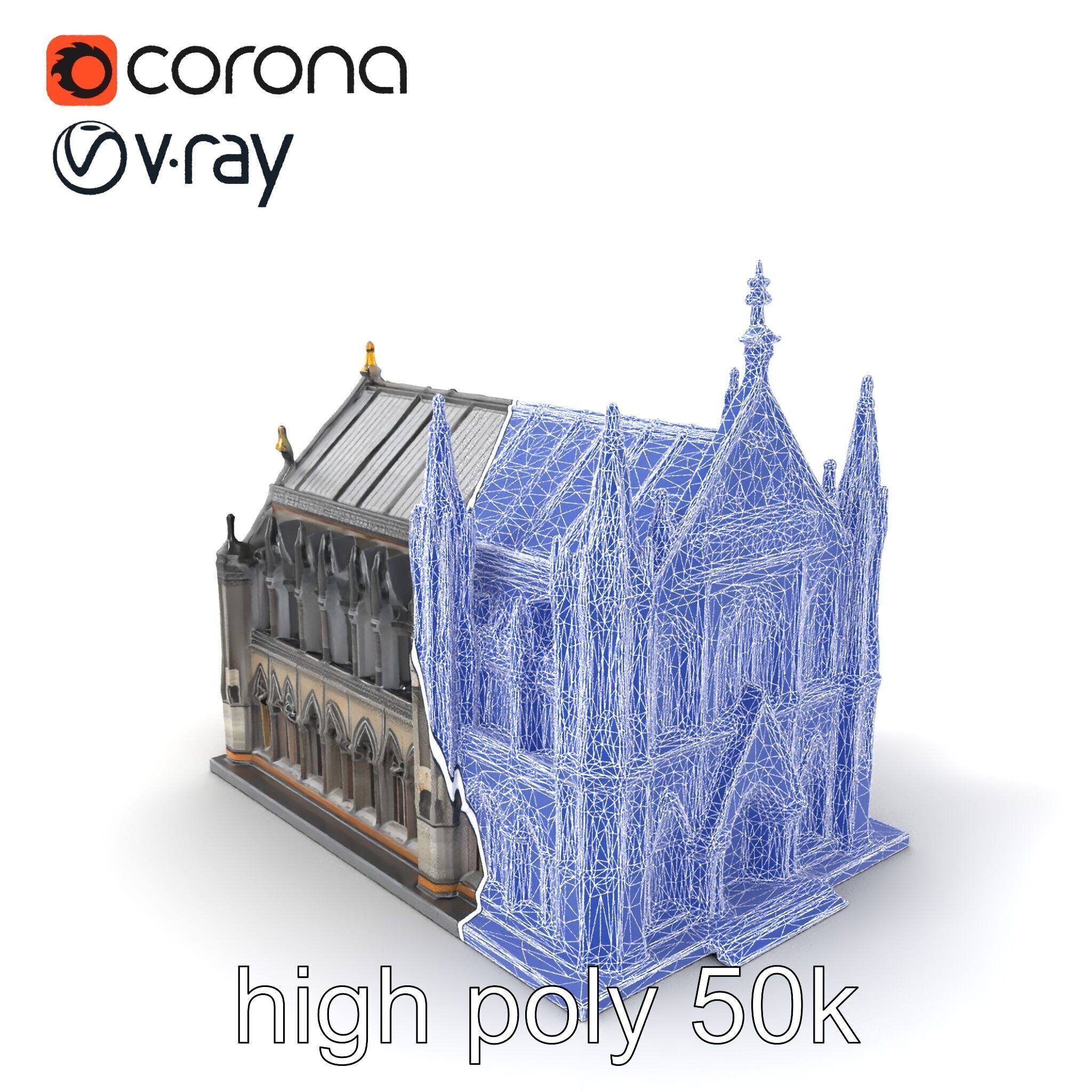 Gothic Cathedral Architecture model pack Low-poly 3D model_10