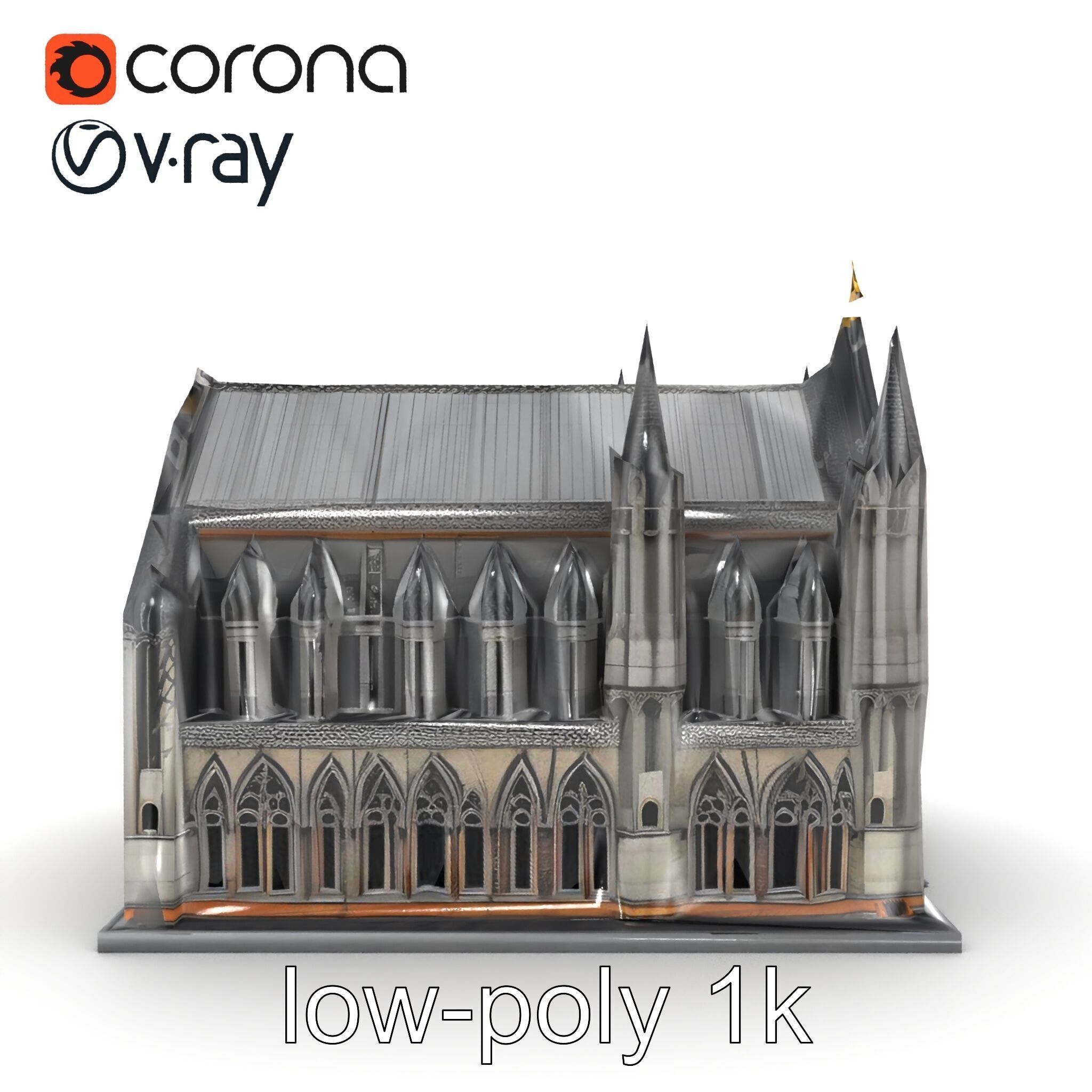 Gothic Cathedral Architecture model pack Low-poly 3D model_26