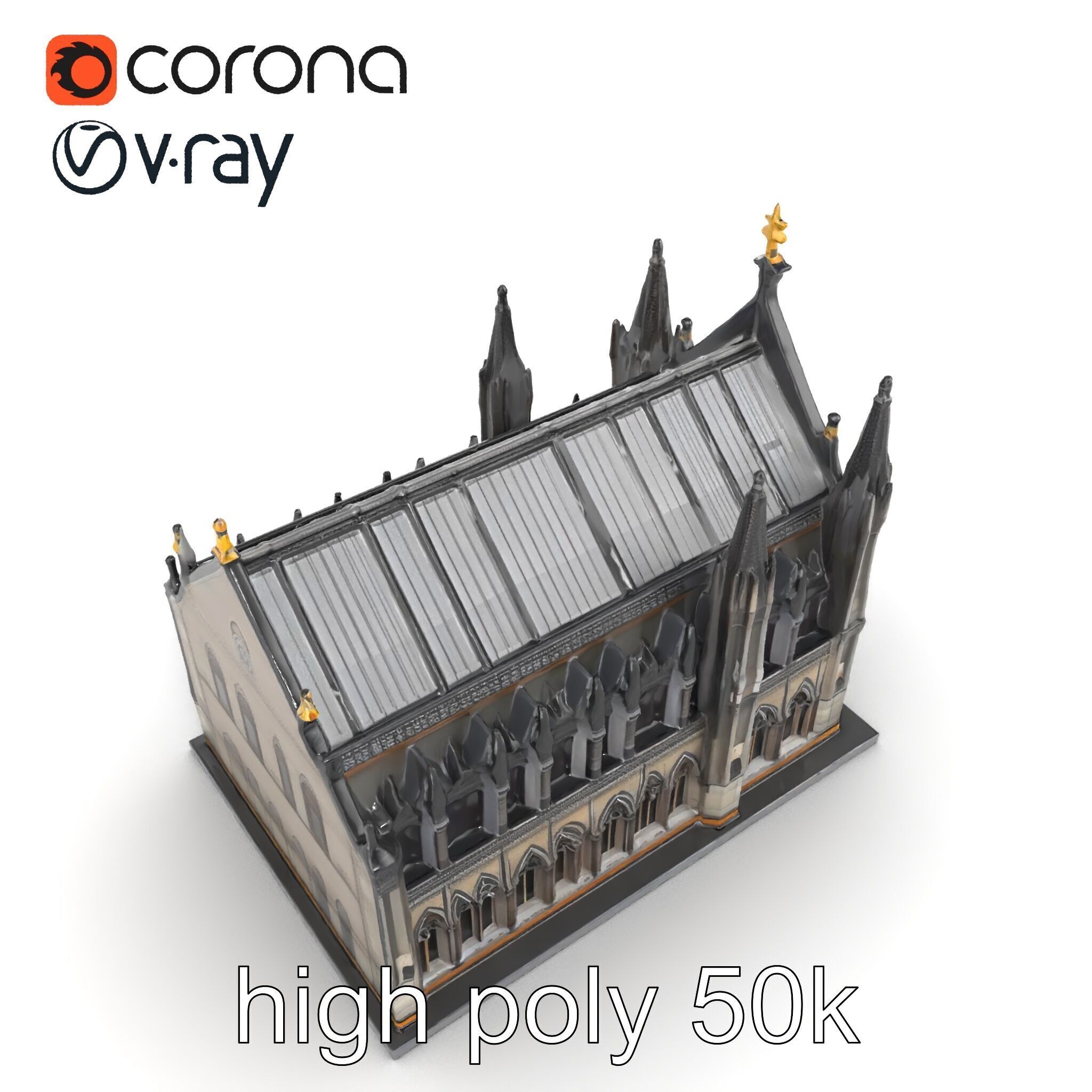 Gothic Cathedral Architecture model pack Low-poly 3D model_16