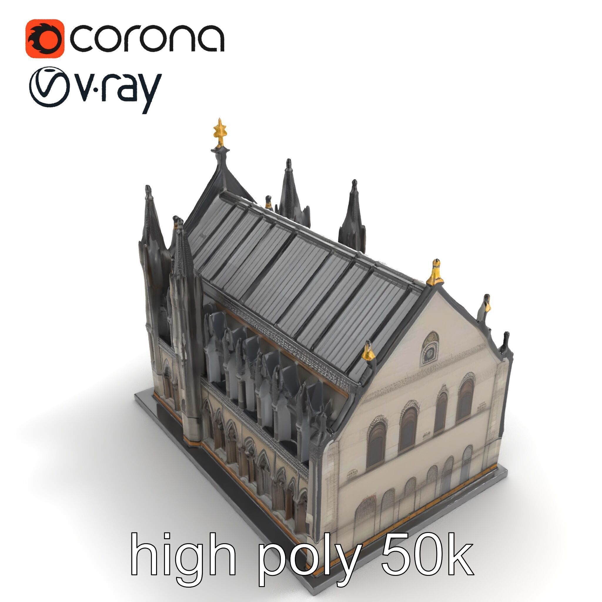 Gothic Cathedral Architecture model pack Low-poly 3D model_12