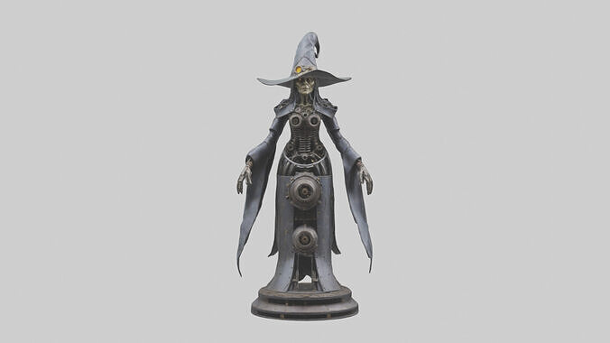 Mechanical Witch statue model Low-poly 3D model