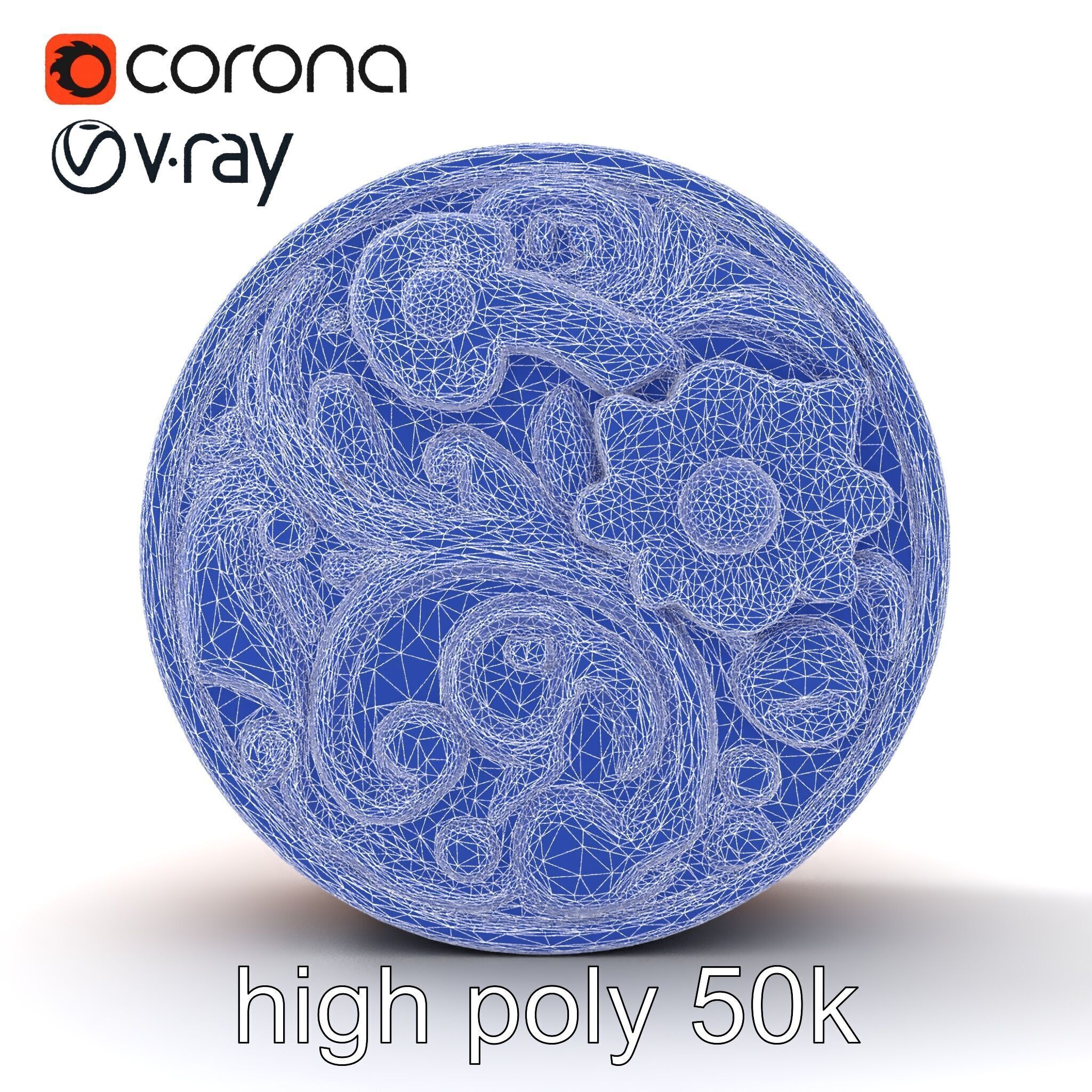 Art Nouveau Floral Relief Decor model pack Low-poly 3D model_29