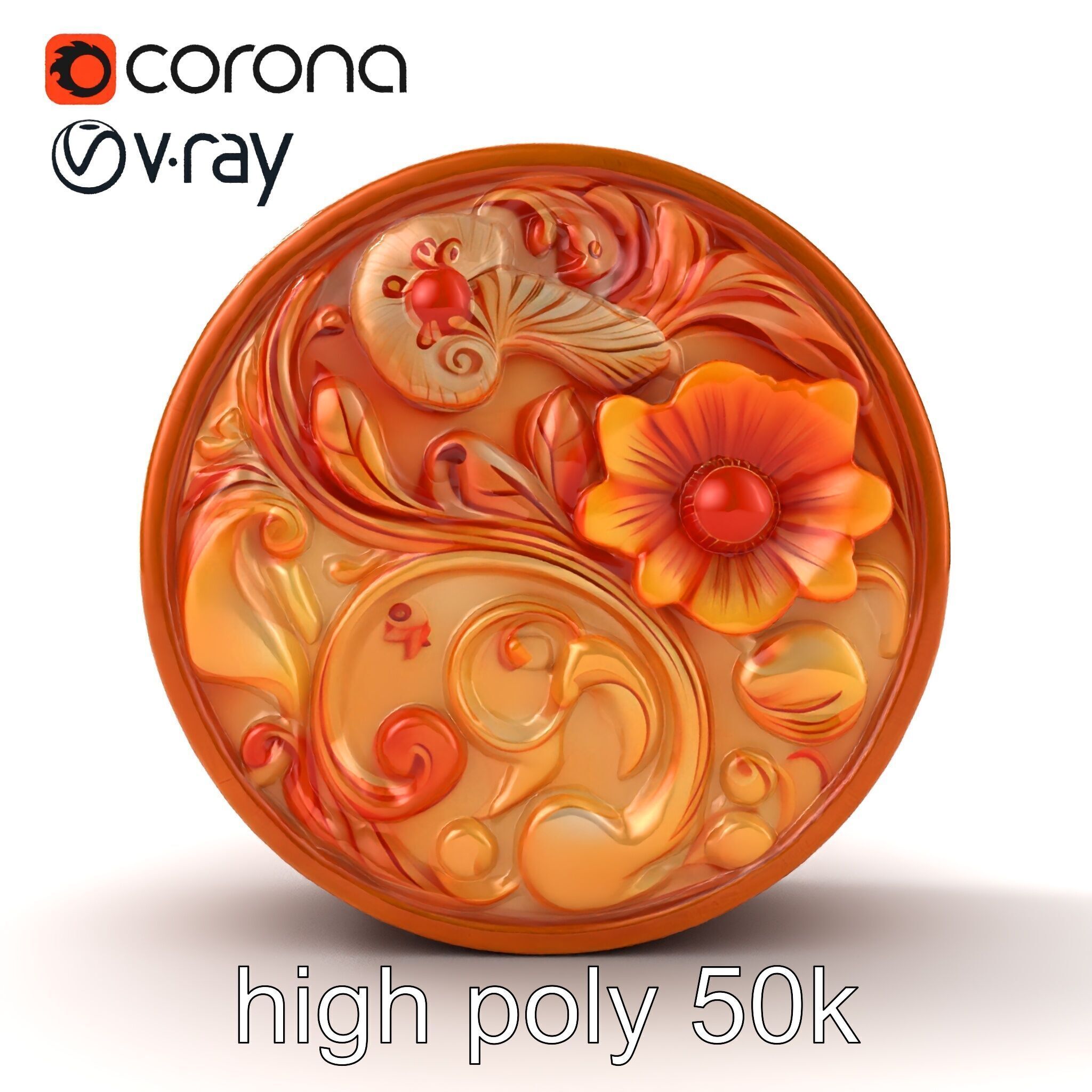 Art Nouveau Floral Relief Decor model pack Low-poly 3D model_30