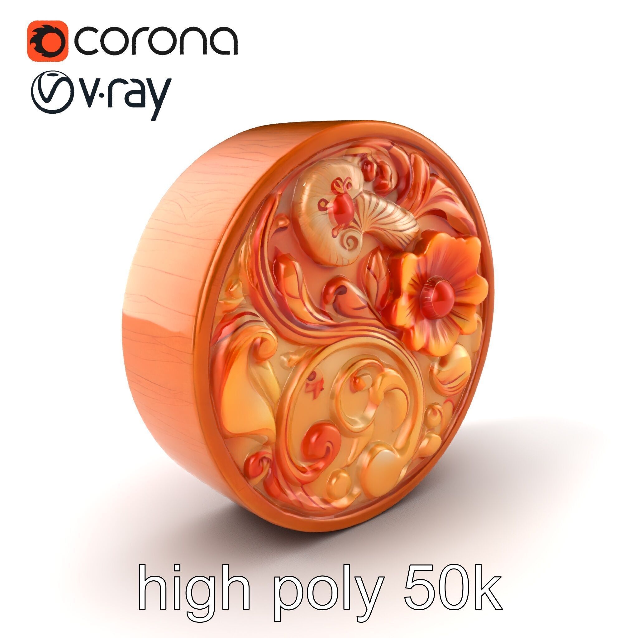 Art Nouveau Floral Relief Decor model pack Low-poly 3D model_2