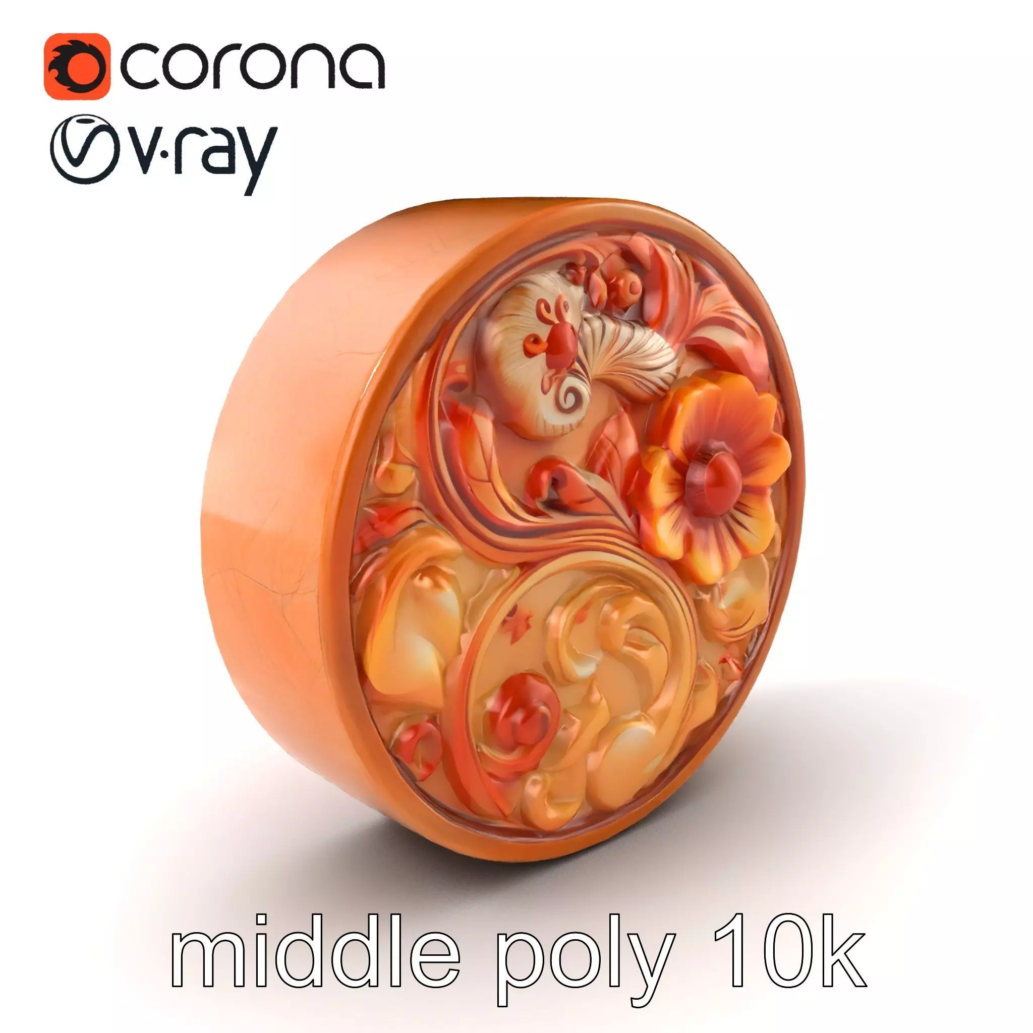 Art Nouveau Floral Relief Decor model pack Low-poly 3D model_0