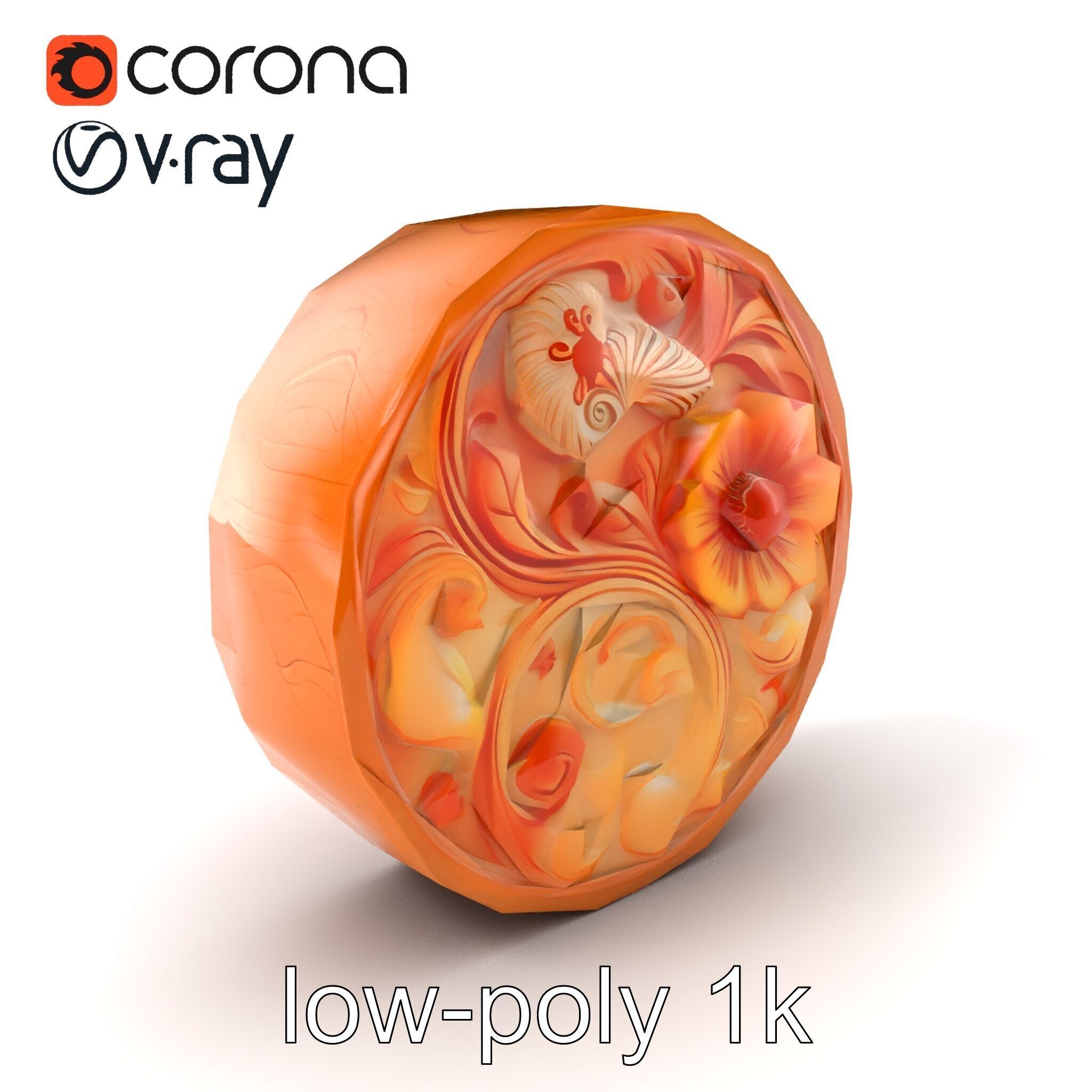 Art Nouveau Floral Relief Decor model pack Low-poly 3D model_4