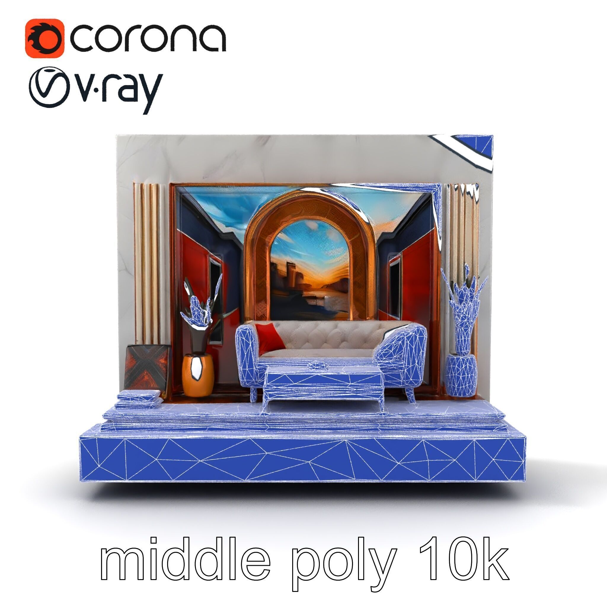 Art Deco Painting Scene Luxurious Model Pack Low-poly 3D model_25