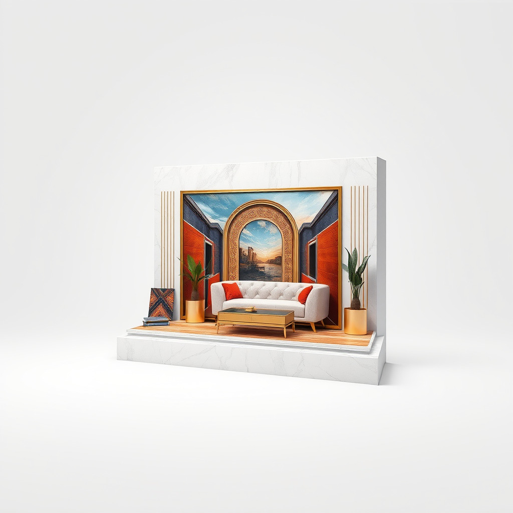 Art Deco Painting Scene Luxurious Model Pack Low-poly 3D model_3