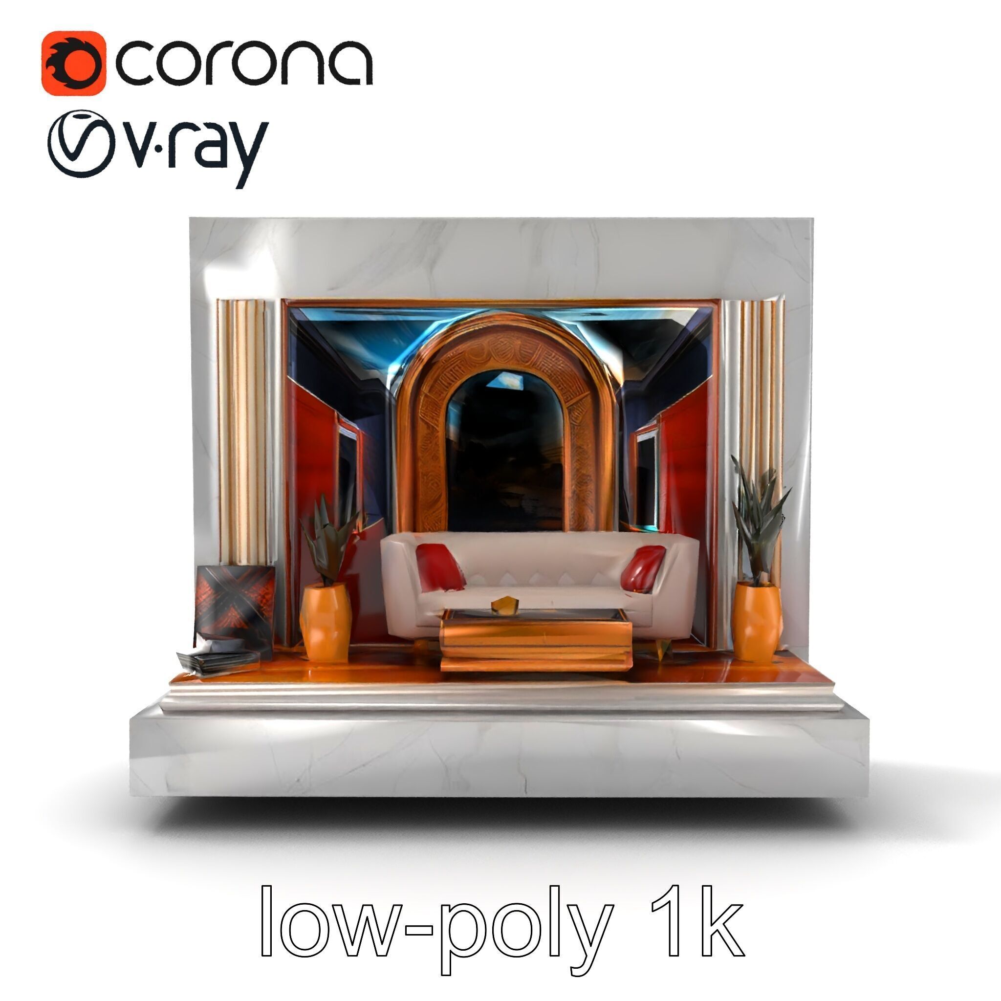 Art Deco Painting Scene Luxurious Model Pack Low-poly 3D model_18