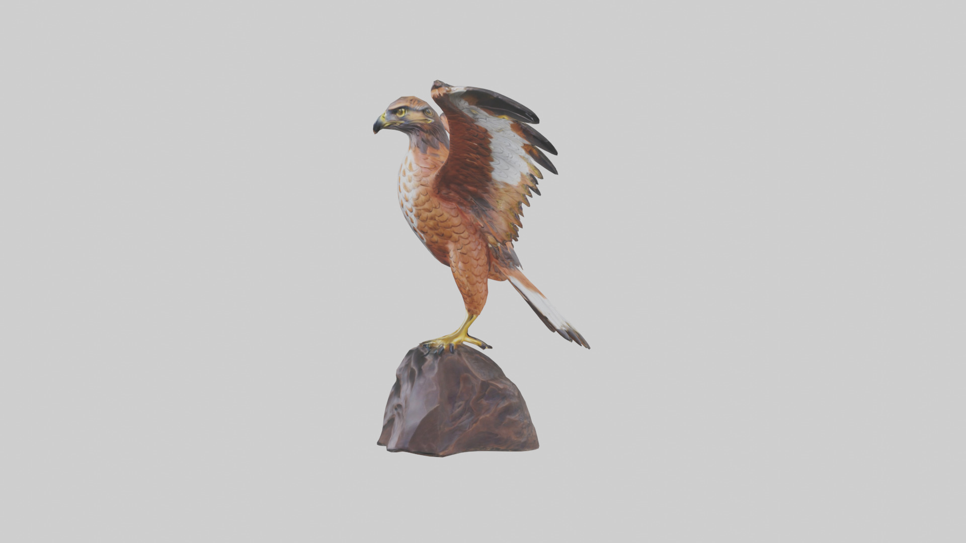 Redtailed Hawk statue model Low-poly 3D model_12