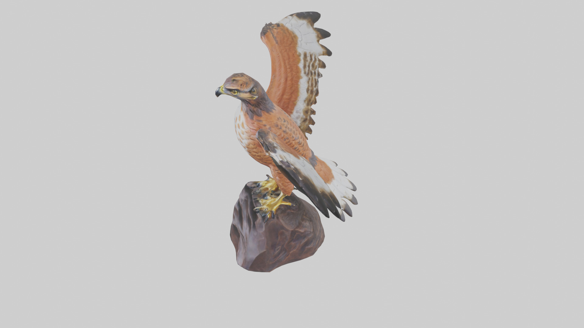 Redtailed Hawk statue model Low-poly 3D model_17