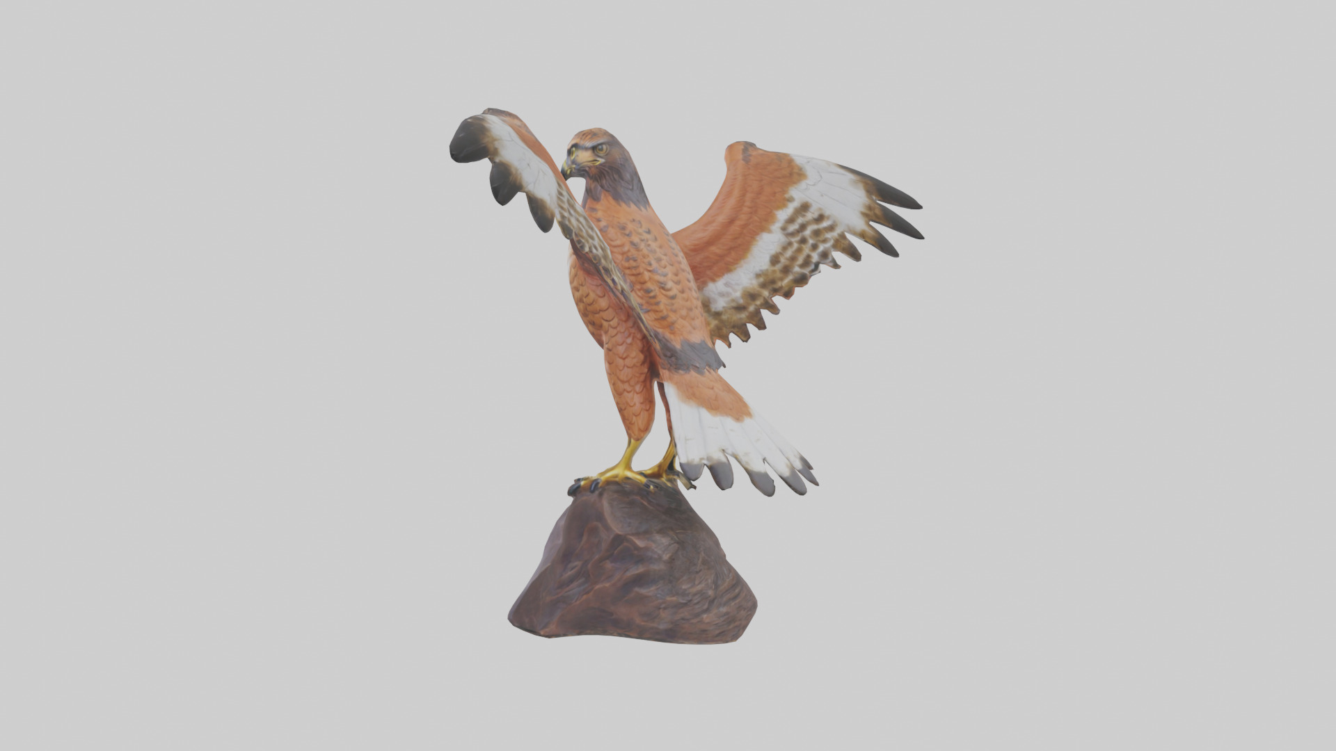 Redtailed Hawk statue model Low-poly 3D model_3