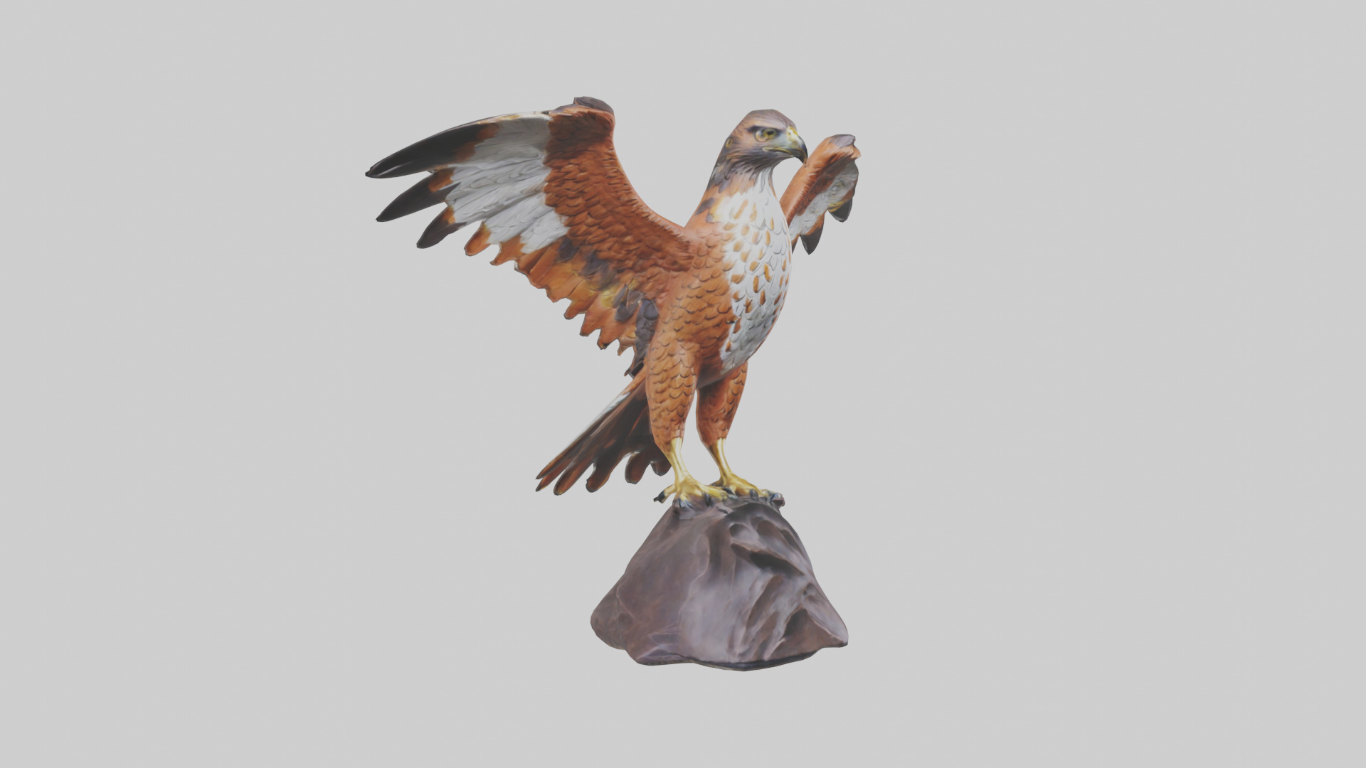 Redtailed Hawk statue model Low-poly 3D model_11