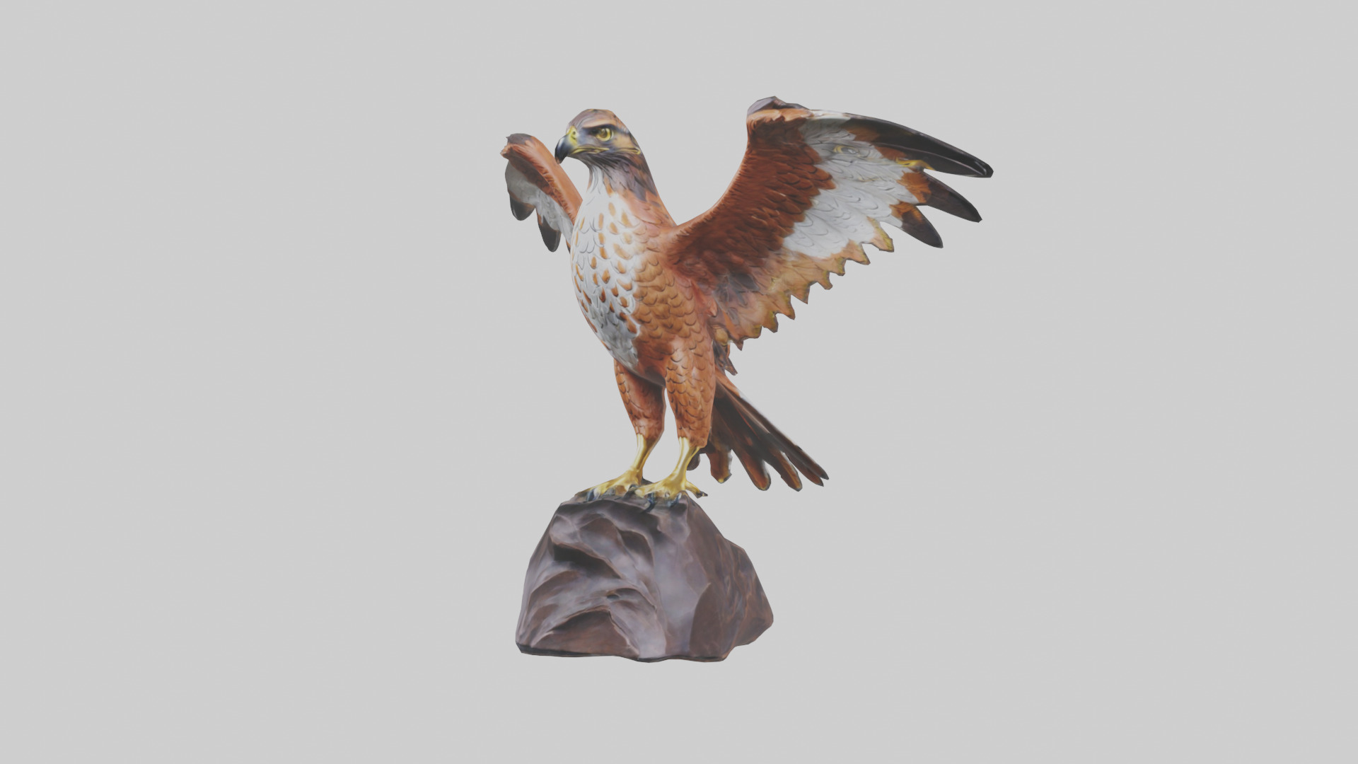 Redtailed Hawk statue model Low-poly 3D model_1