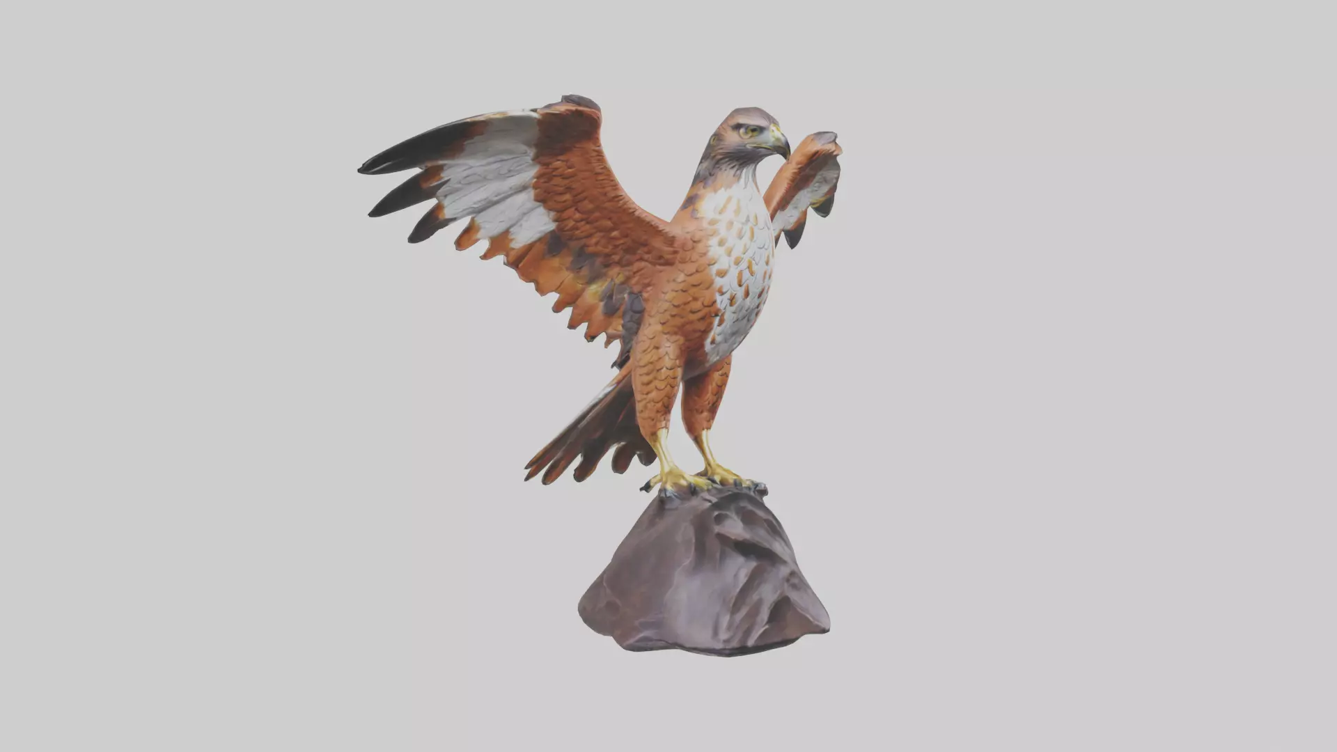 Redtailed Hawk statue model Low-poly 3D model_0