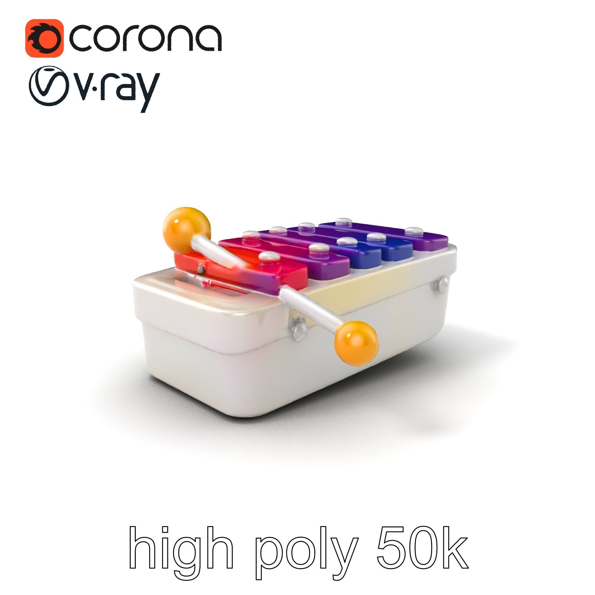 Soft-Touch Plastic Xylophone Kids Model Pack Low-poly 3D model_2